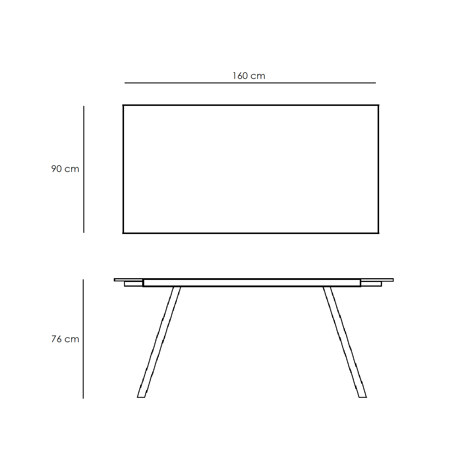 Table extensible "Smokey" avec plateau en verre trempé 8 places 160/240x90 h76h cm