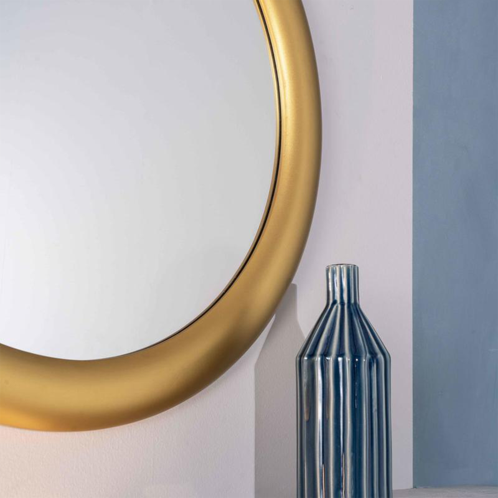 Specchio da parete "Icaro" cornice in legno dorata ovale cm 80x6 80h
