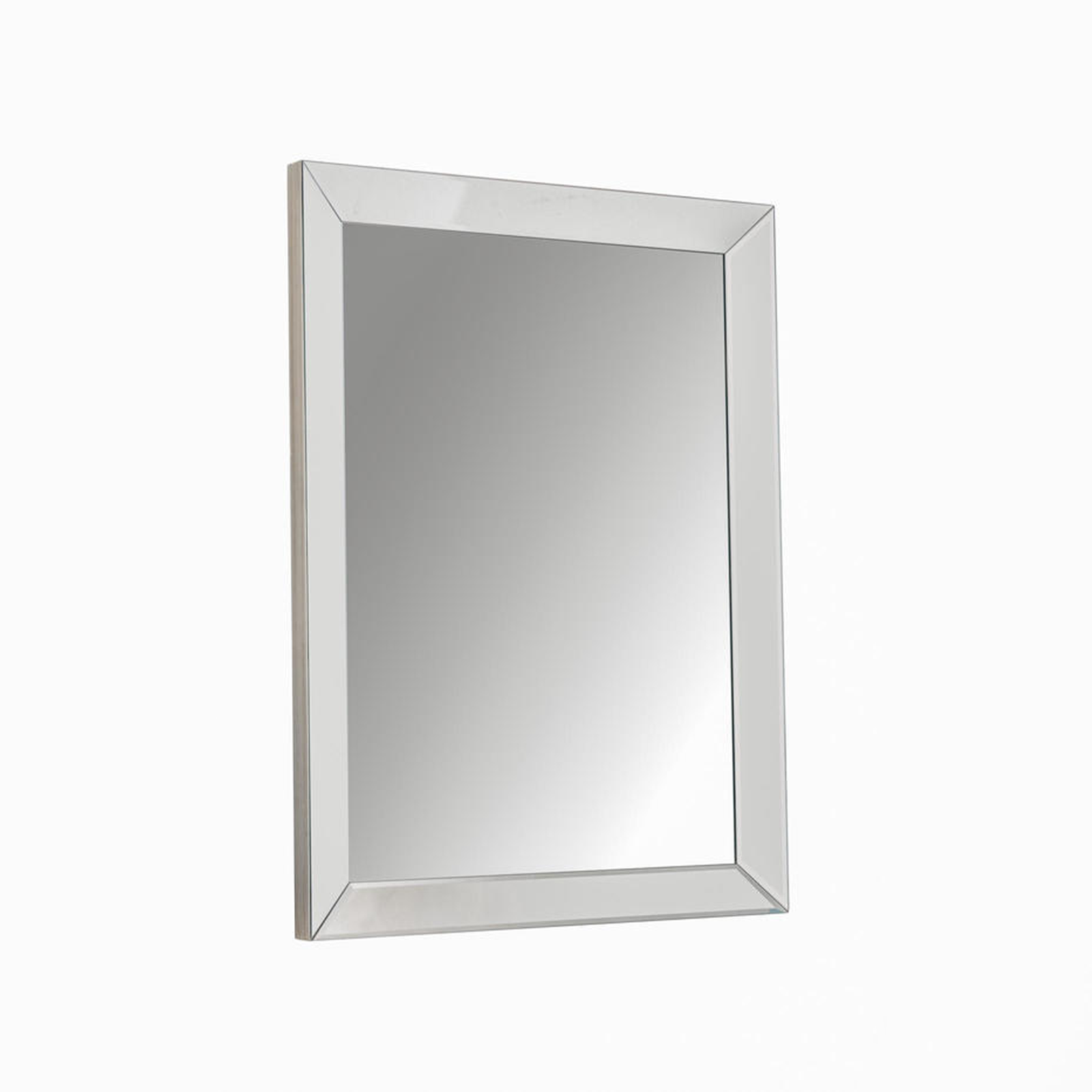 Specchio da parete Stones "Teseo" cornice in legno argento rettangolare cm 90x5 120h