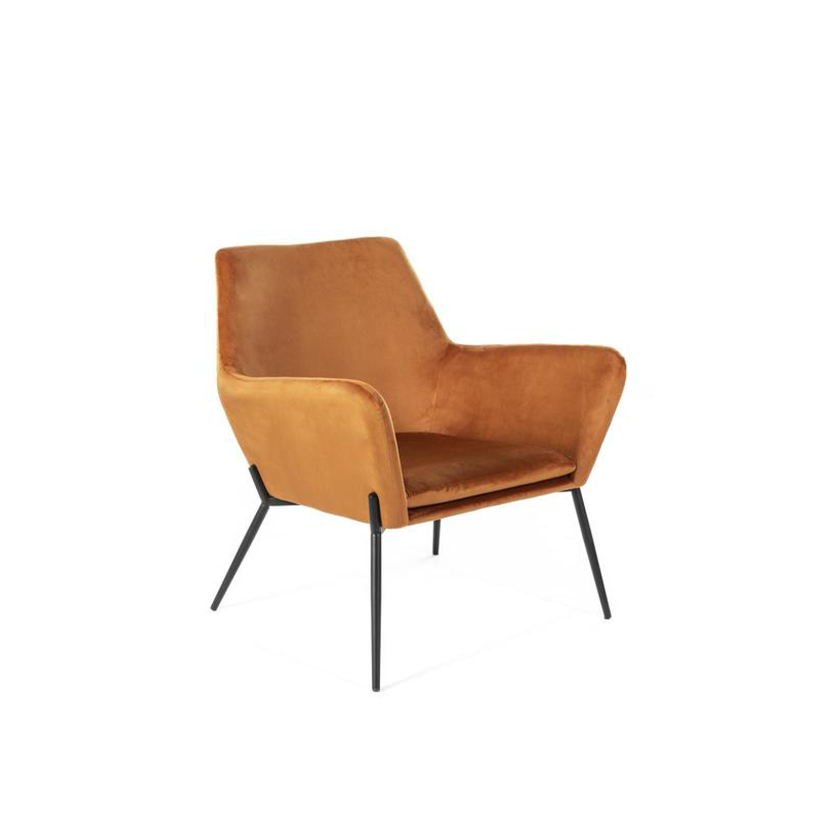 Fauteuil moderne rembourré "Gin" en velours avec pieds en métal 70x72 79h cm