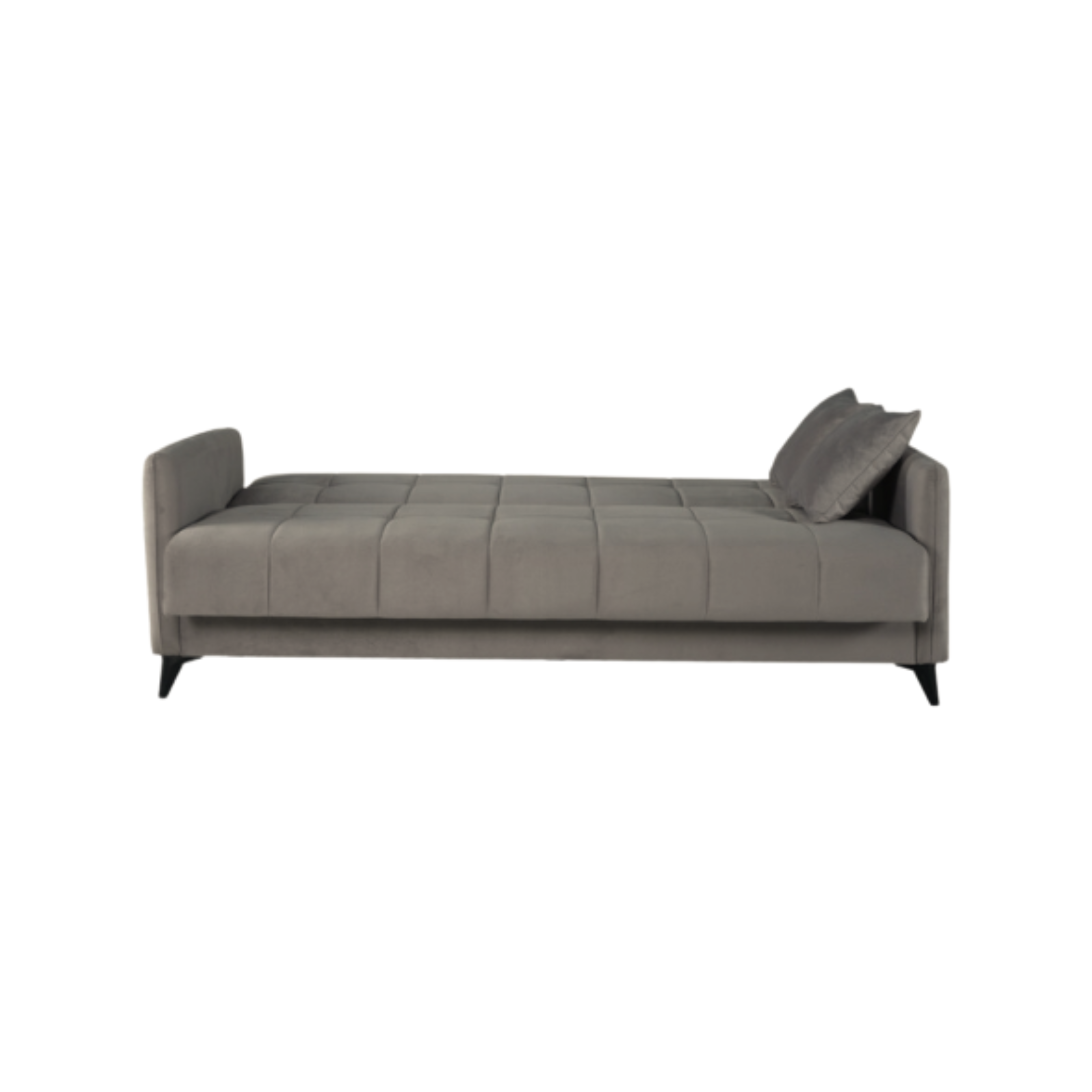 Divano letto a 3 posti contenitore "Santi Bacos" in velluto con 2 cuscini cm 211x92 98h