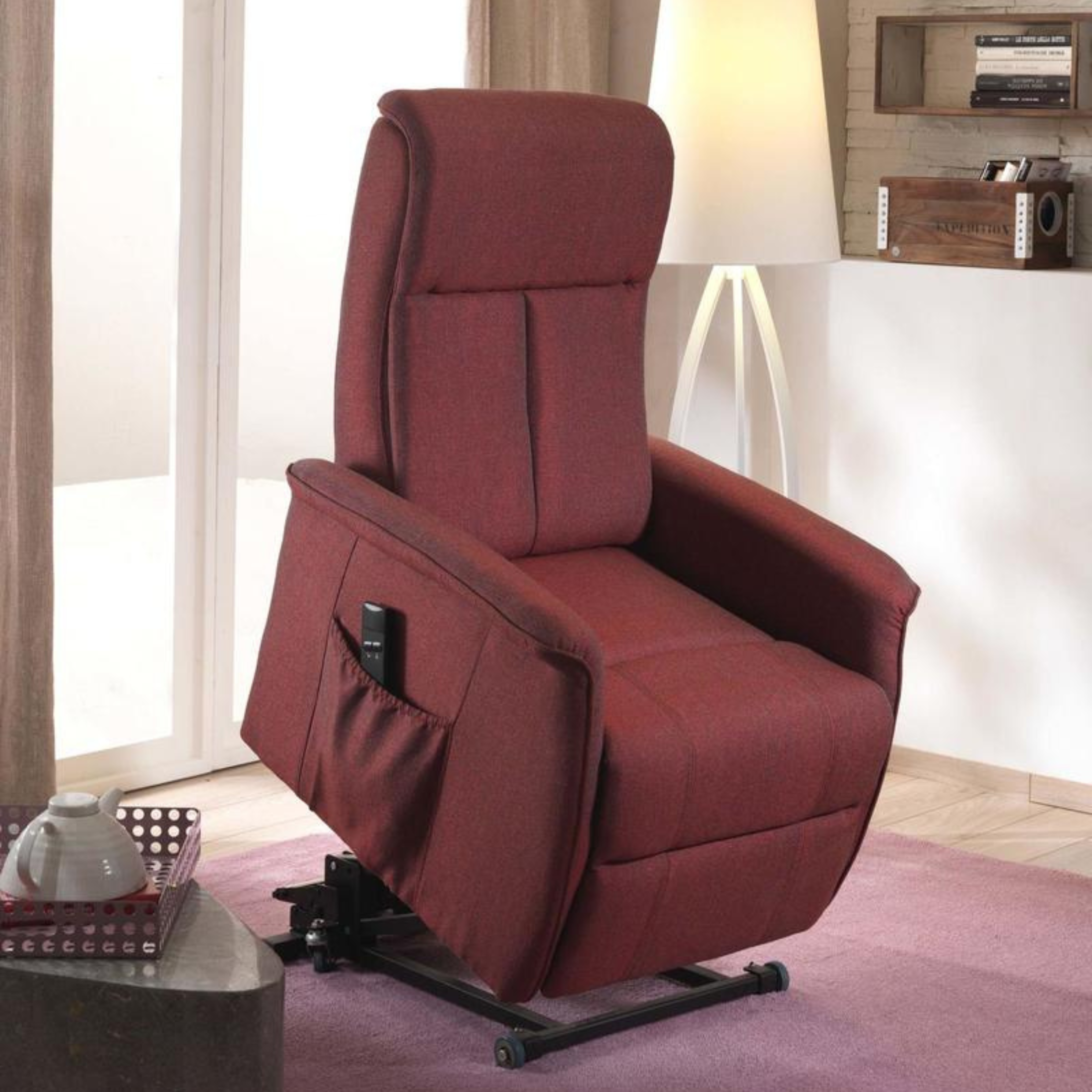 Fauteuil inclinable en microfibre "Morgana" fonction relevable 2 moteurs 82x75 cm 110h