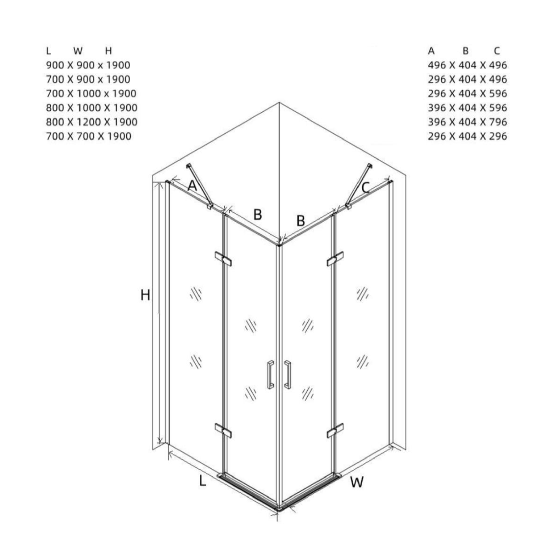 Box doccia senza telaio "Lion" in vetro temperato trasparente h 190 cm