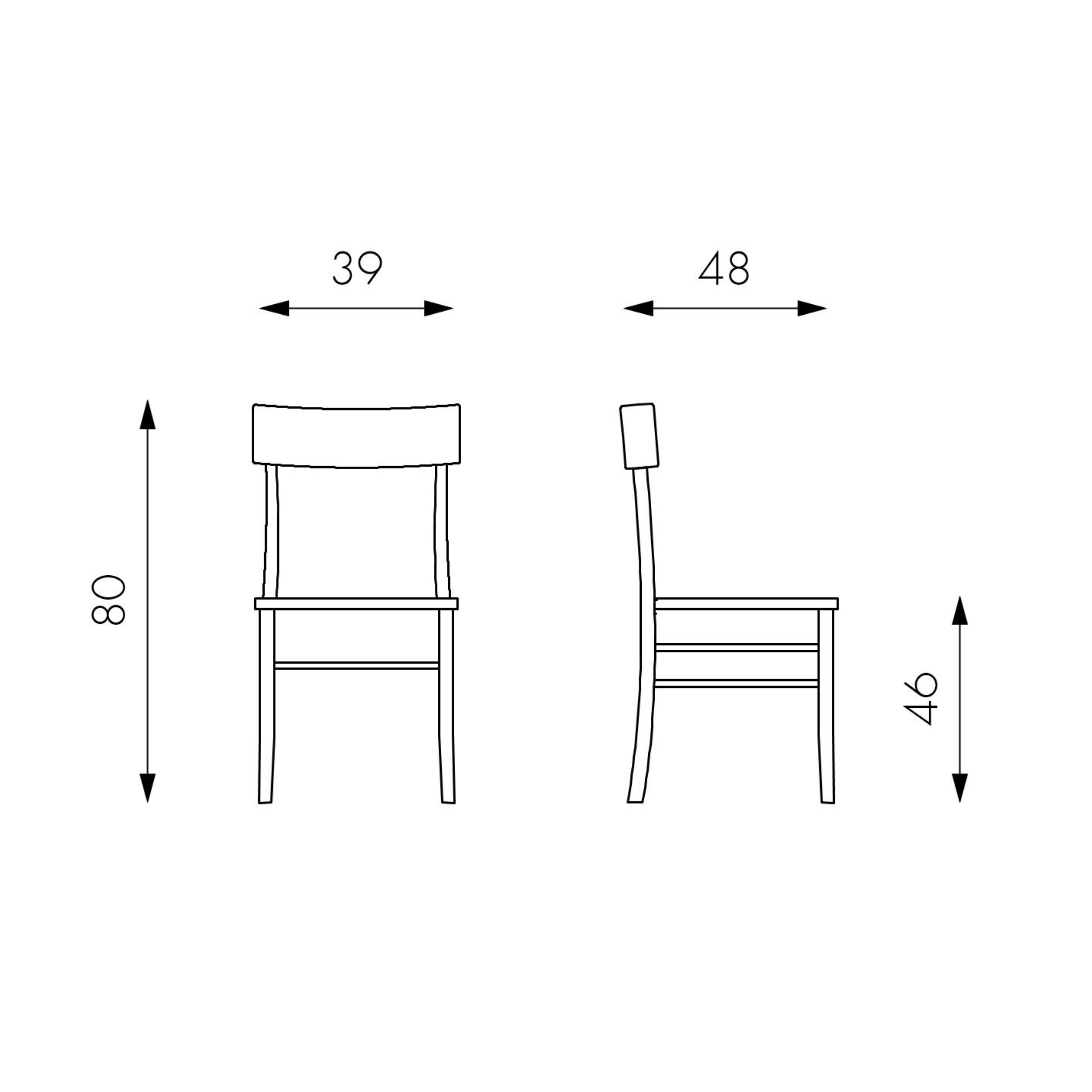 Silla de comedor vintage "Brera" madera lacada 39x48 cm 80h