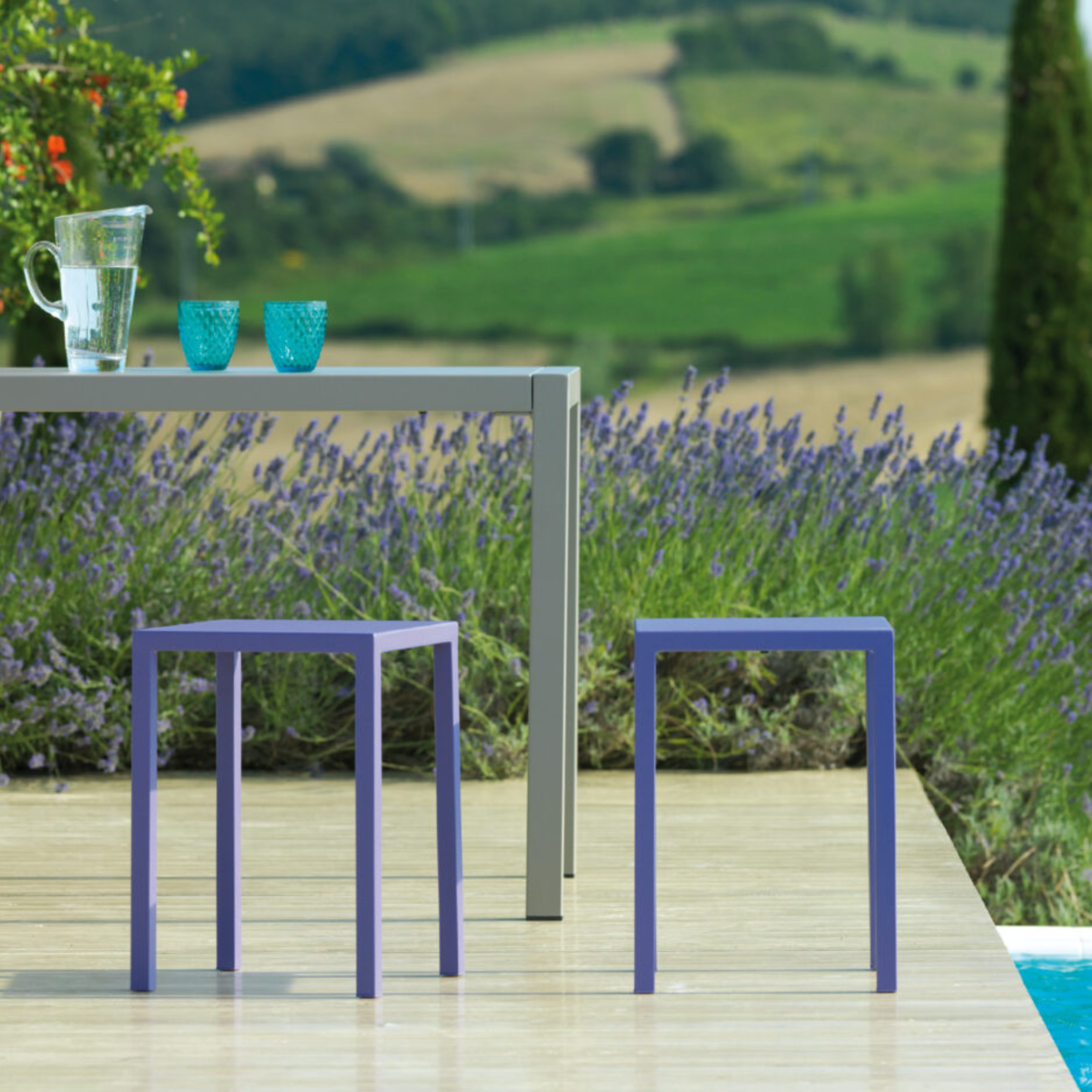 Table de jardin fixe rectangulaire en métal "Quatris" 80x60 cm 75h