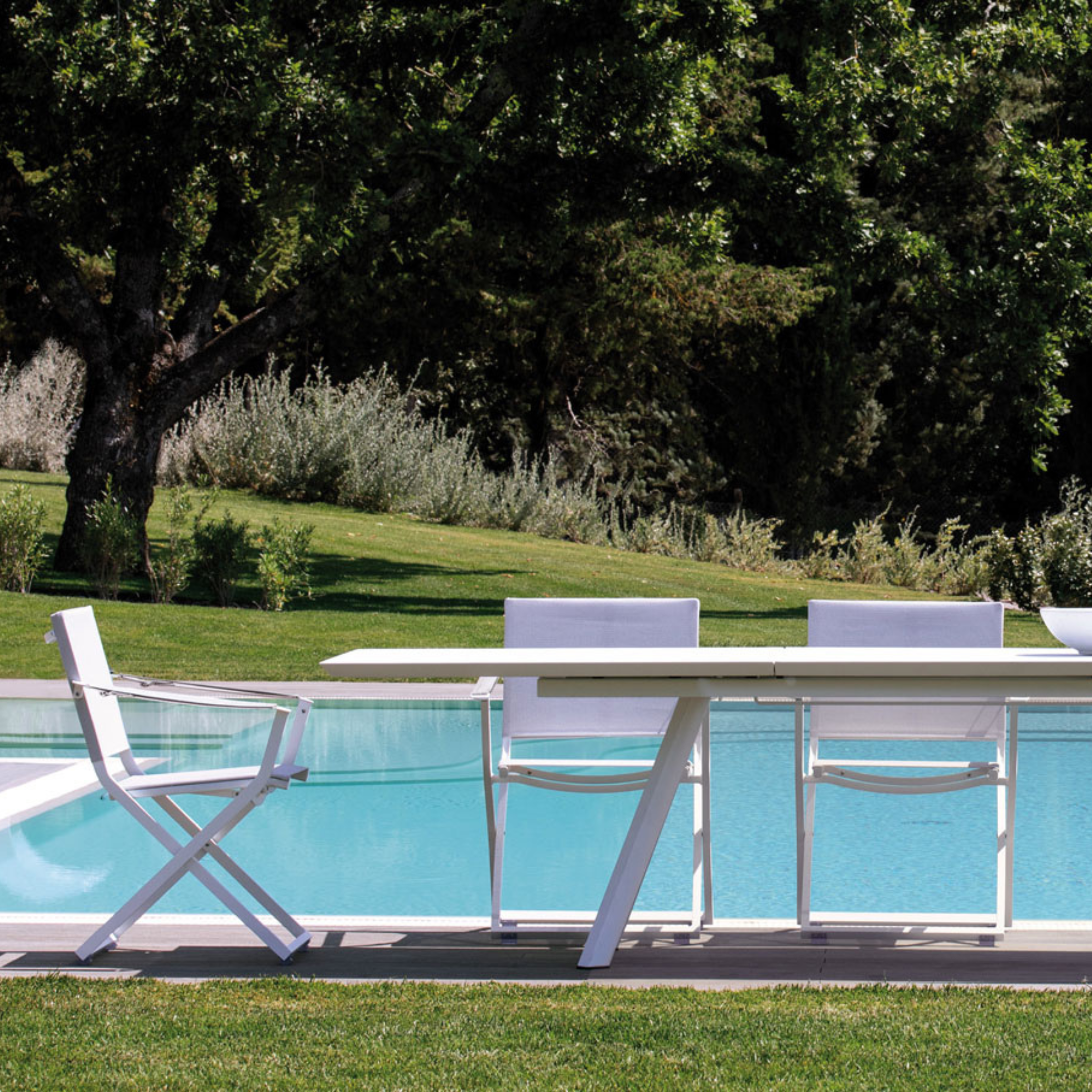 Set di poltrone pieghevoli da giardino "Fellini" con schienale e seduta in tessuto