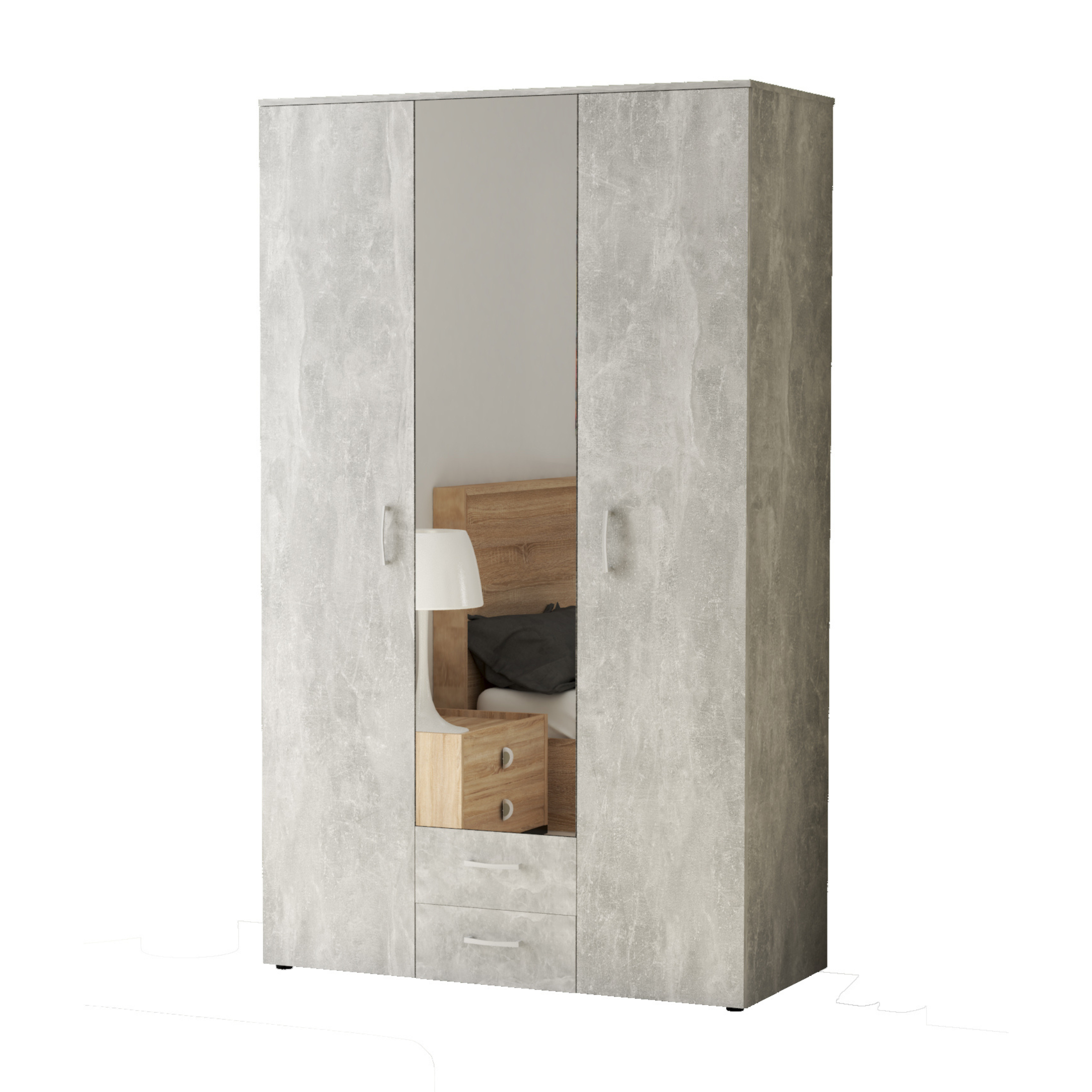 Armario armario de madera "Cama" con espejo 121x54 cm 200h