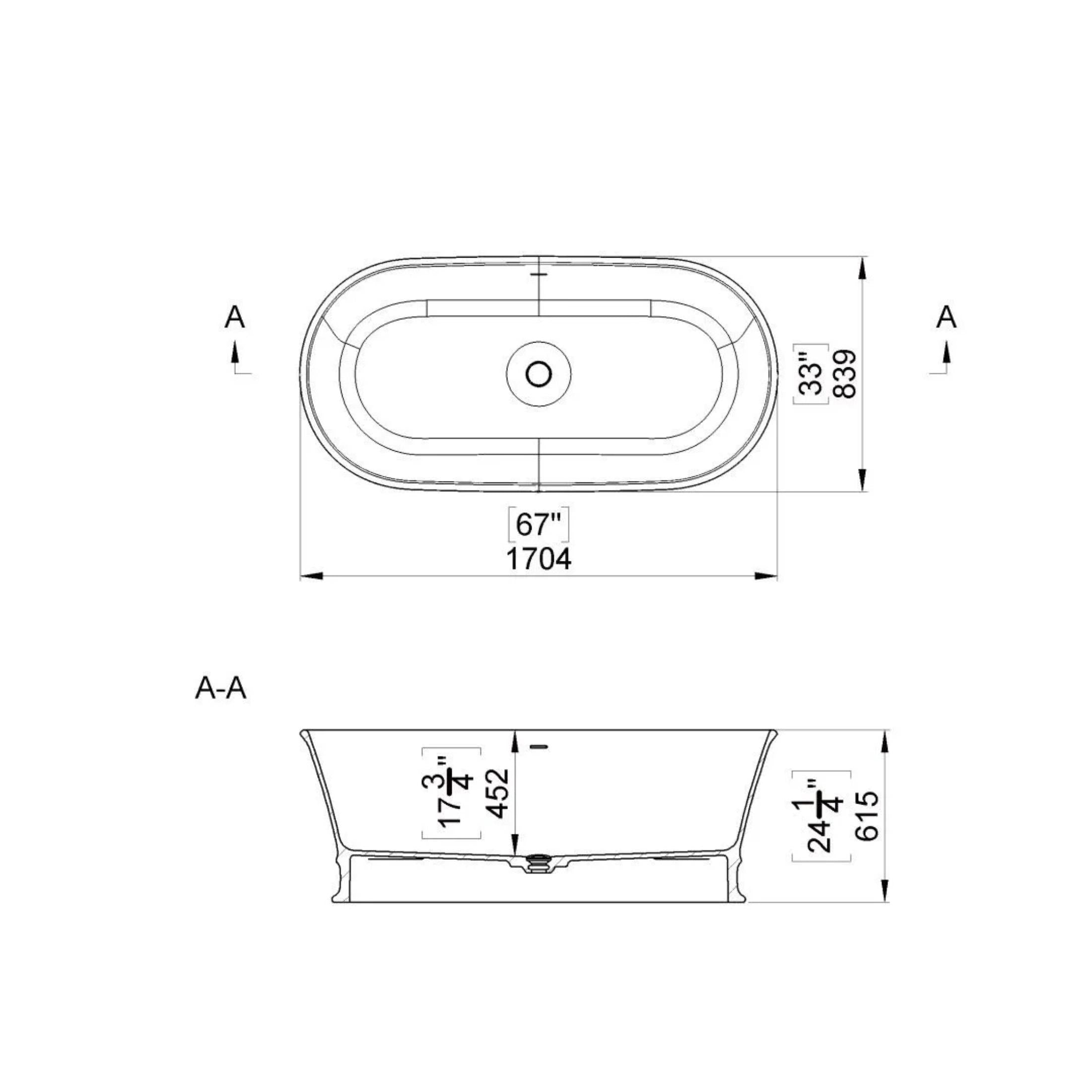 Vasca da bagno ovale a centro stanza "Bari" in marmo ricomposto bianco cm 170x84 84h