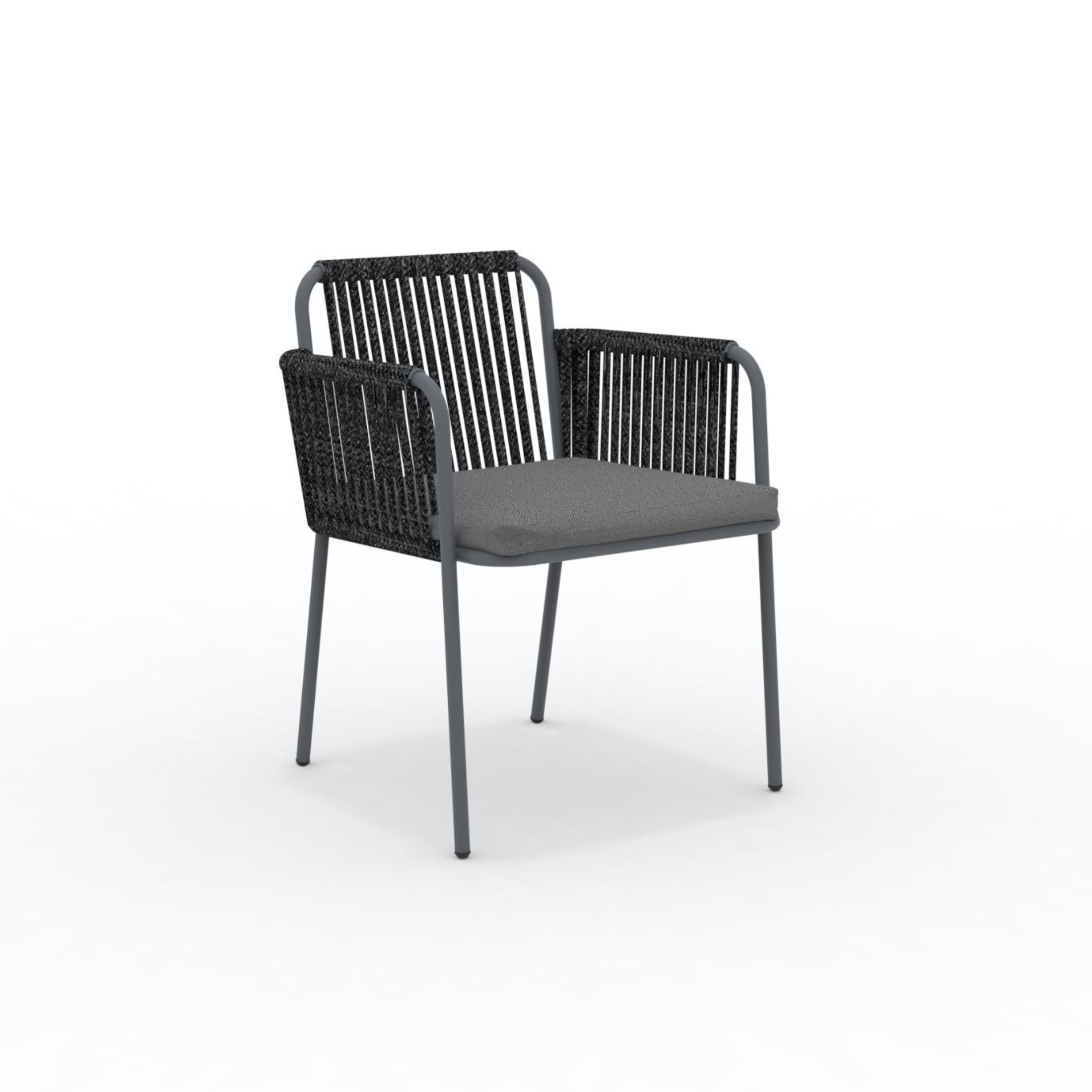Ensemble fauteuil lounge avec coussin et dossier en corde "Key West" empilable 62x66 cm 85h