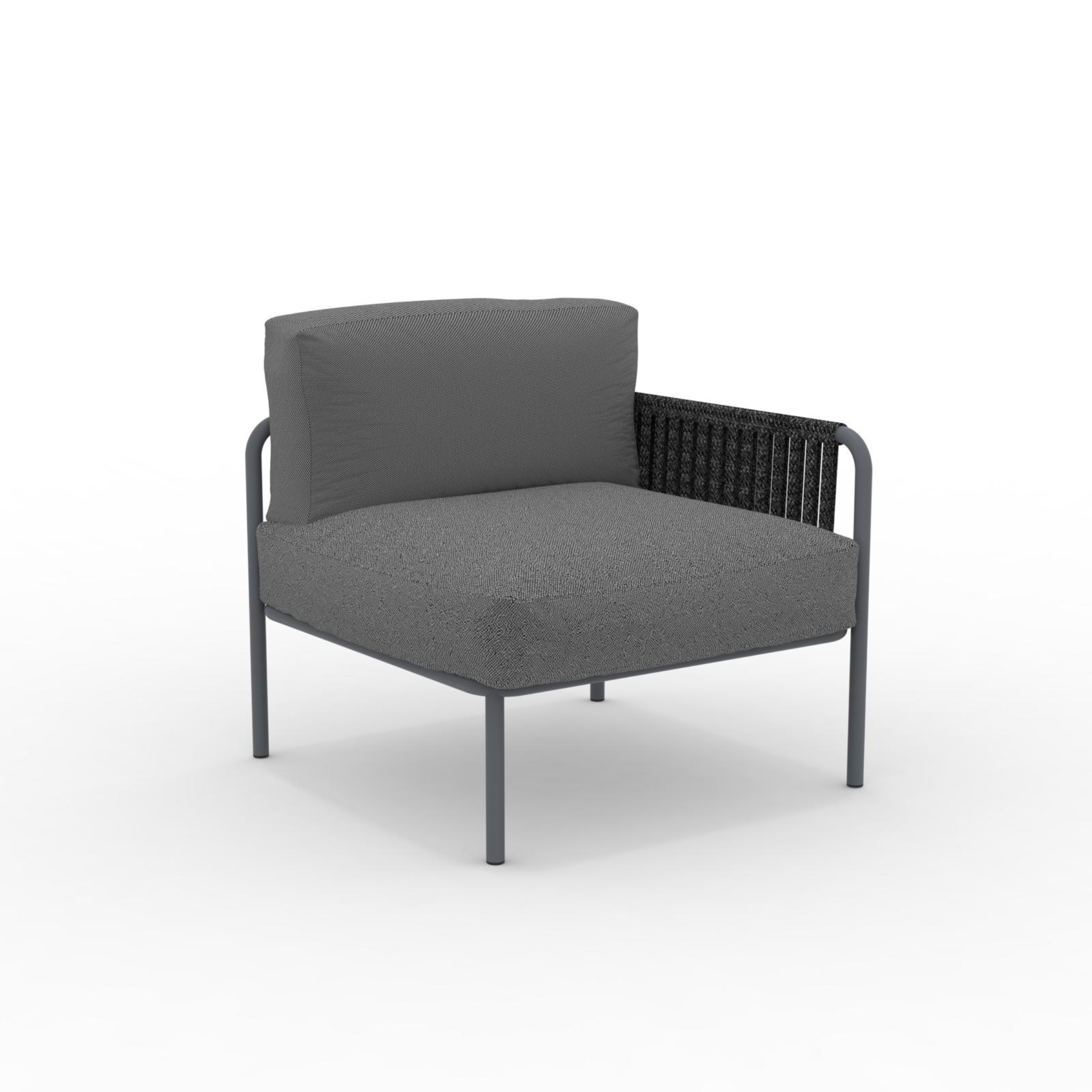 Modulo angolare divano con schienale in corda "Key West" con cuscini cm 80x80 64h