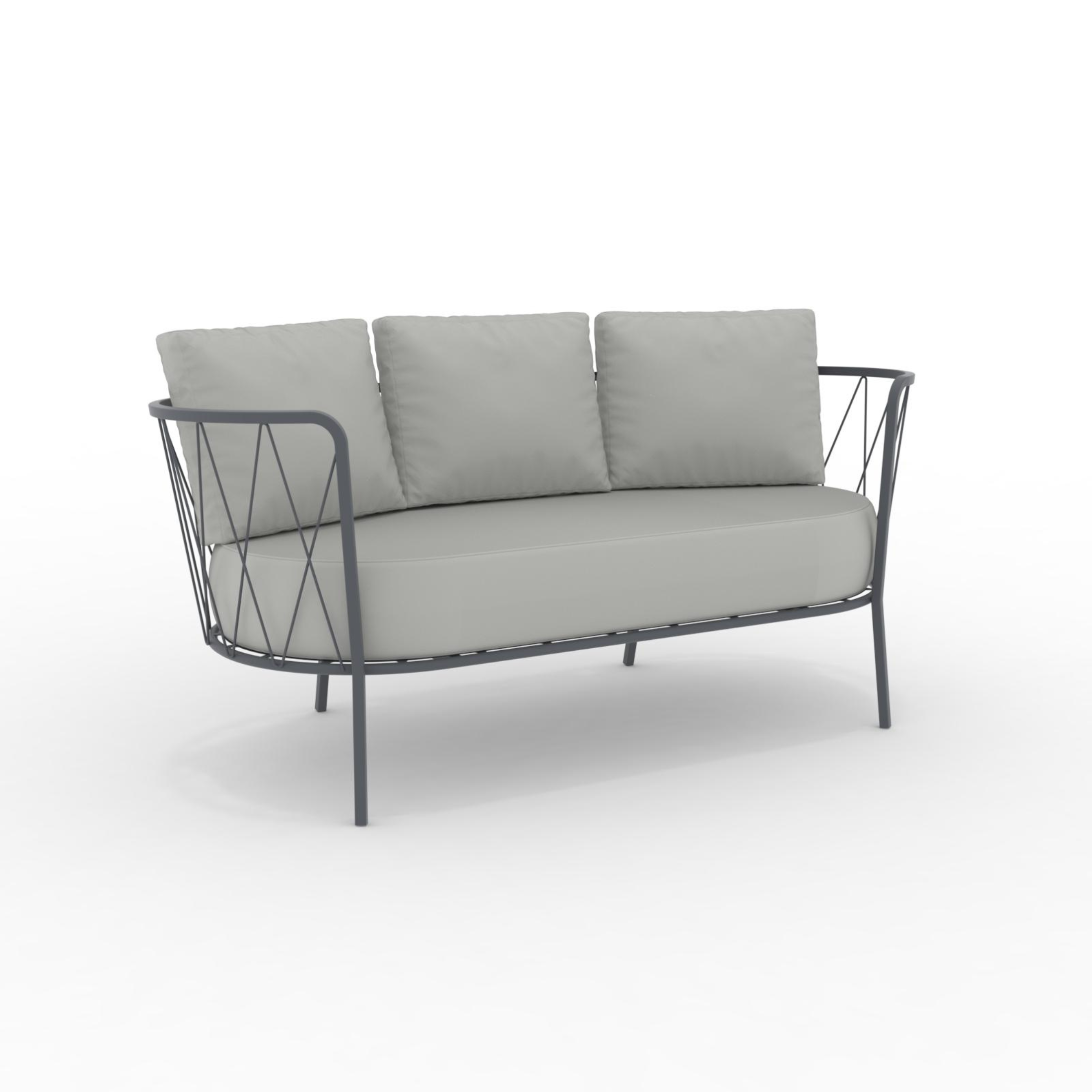 Divano 2 posti in metallo zincato "Daisy13" sedia lounge da giardino cm 160x73 71h
