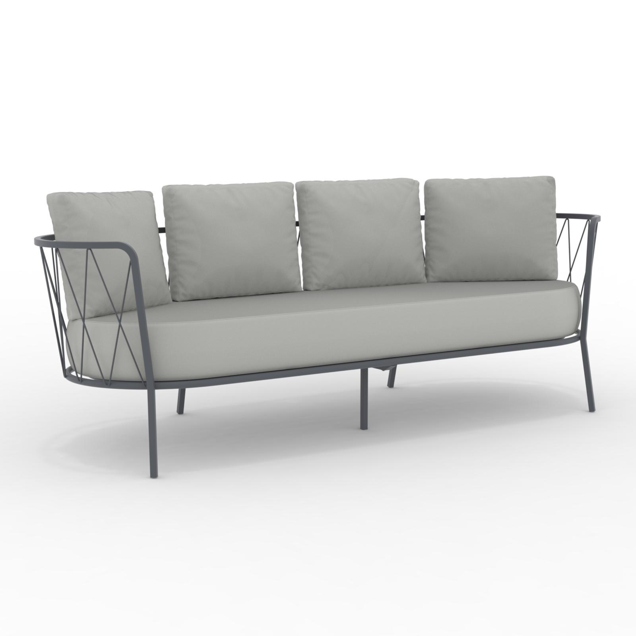 Divano 3 posti in metallo zincato "Daisy14" sofà lounge da giardino cm 220x80 71h