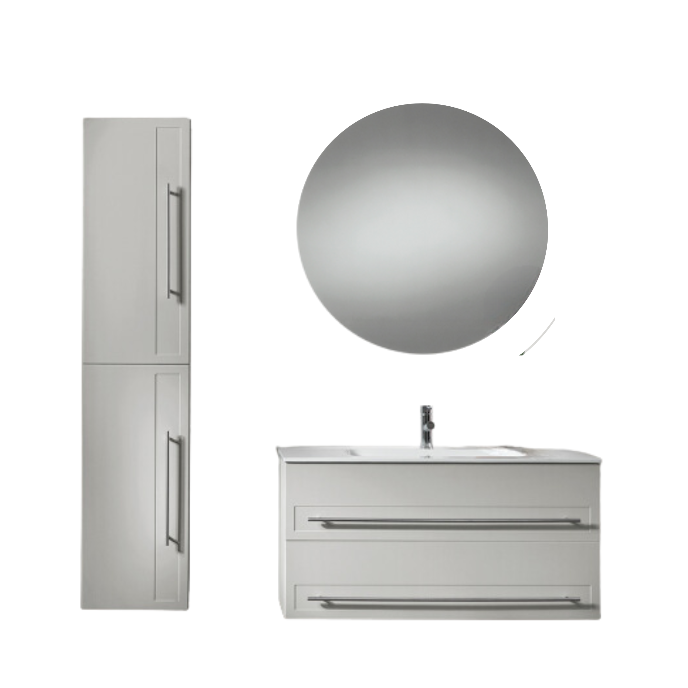 Mobile da bagno sospeso "Zoe100gri" con 2 cassetti lavabo specchio Led e colonna sospesa