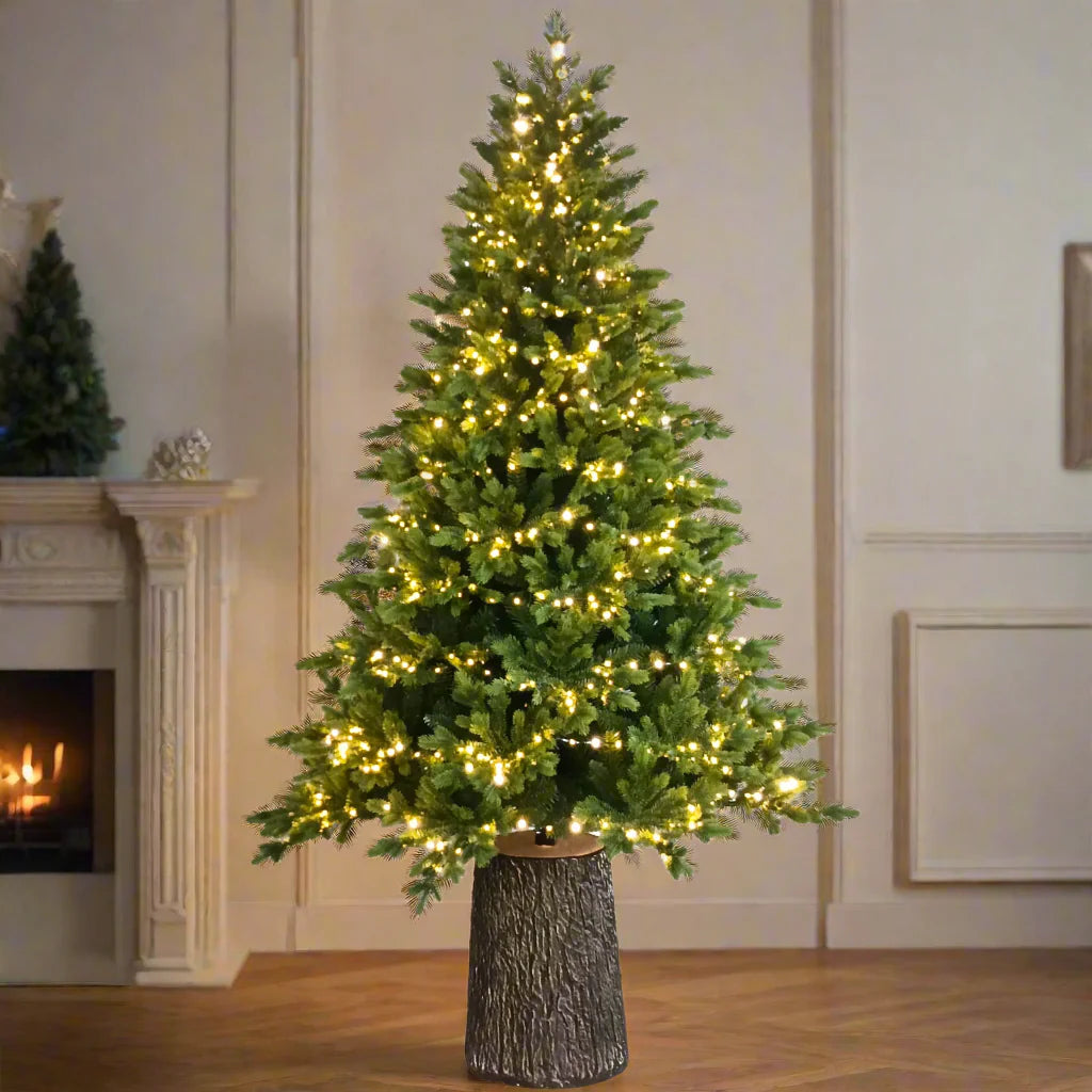 Albero di natale con Led e tronco "Italia" moderno in PE effetto Real Touch cm 240