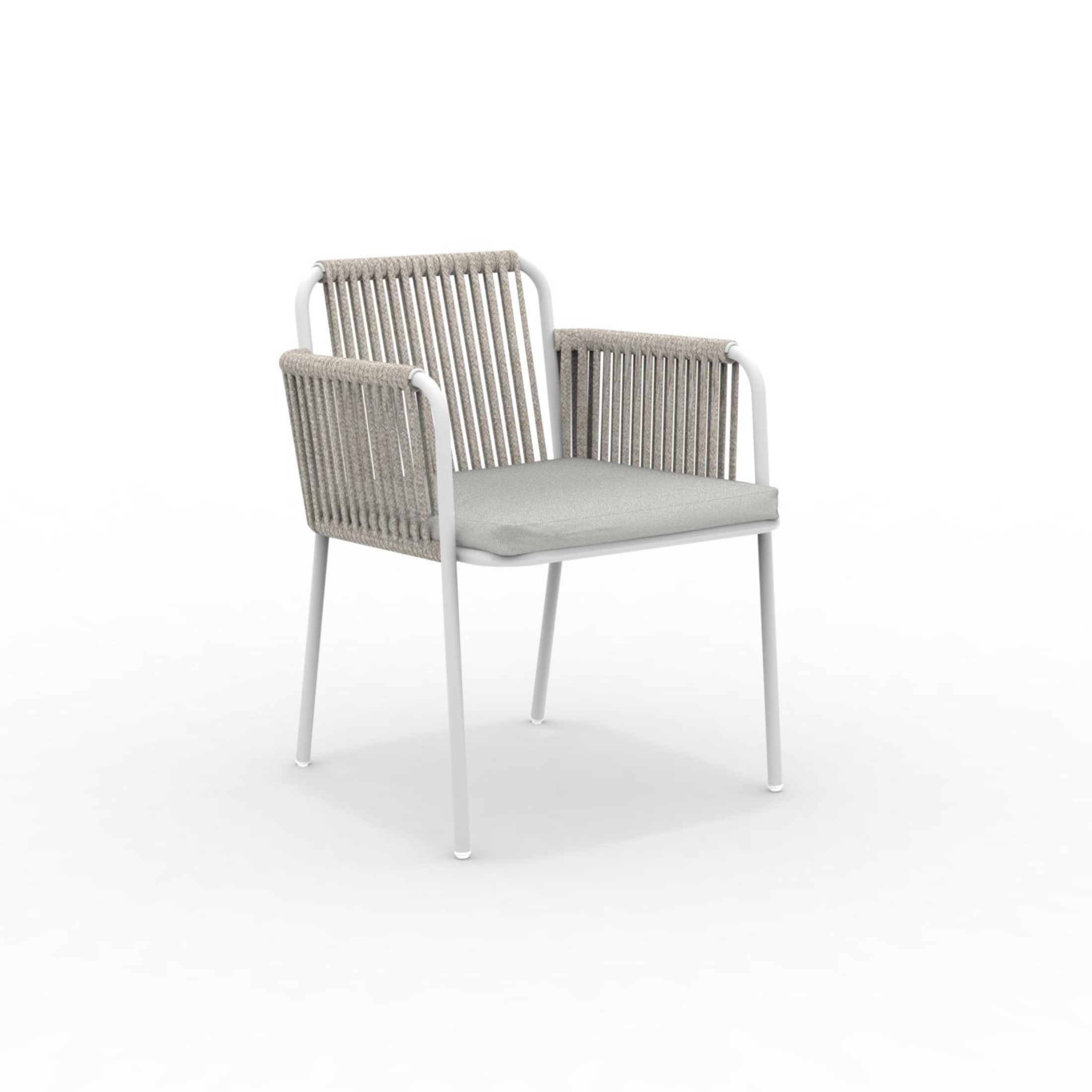 Ensemble fauteuil lounge avec coussin et dossier en corde "Key West" empilable 62x66 cm 85h