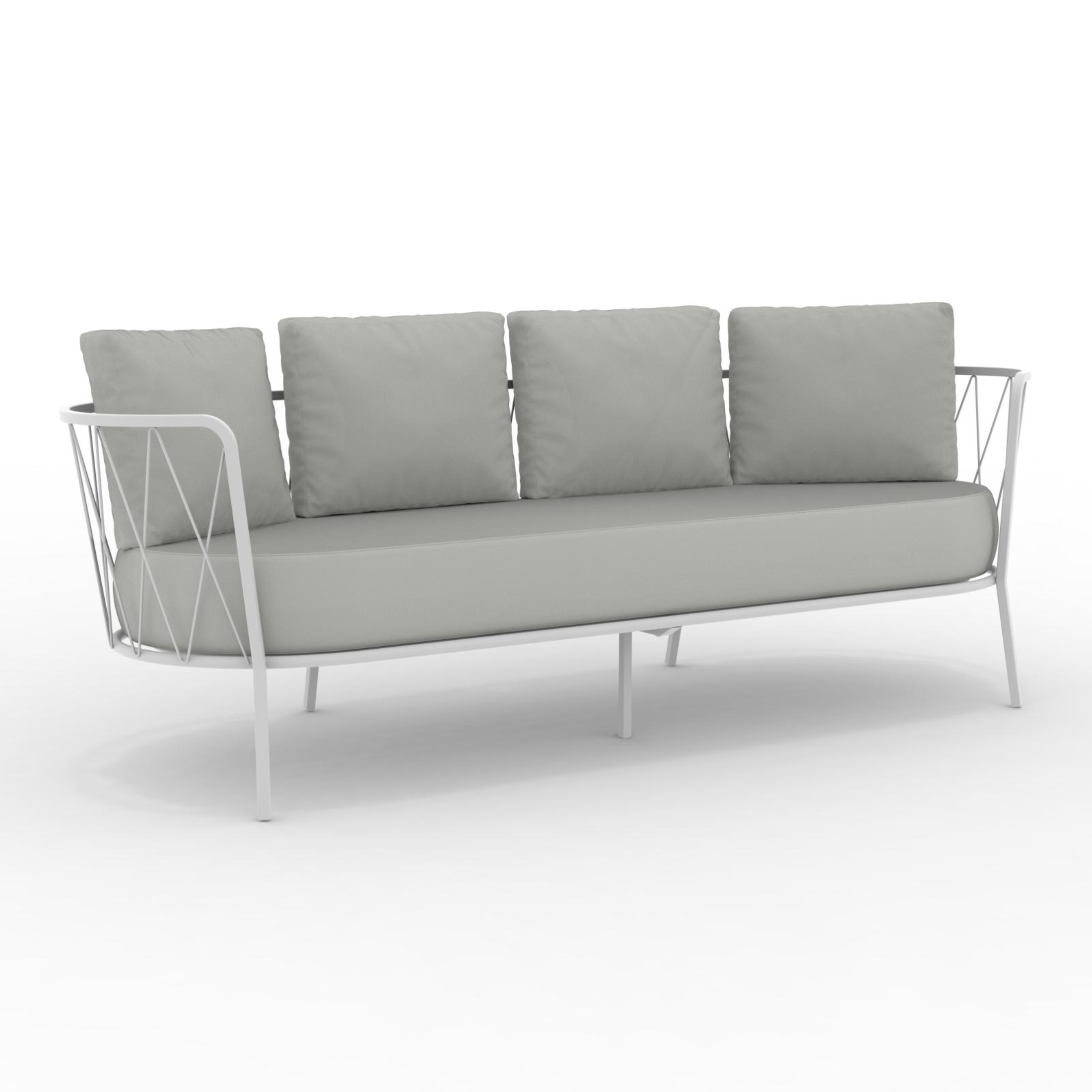 Sofá 3 plazas de metal galvanizado "Daisy14" sofá lounge de jardín 220x80 cm 71h