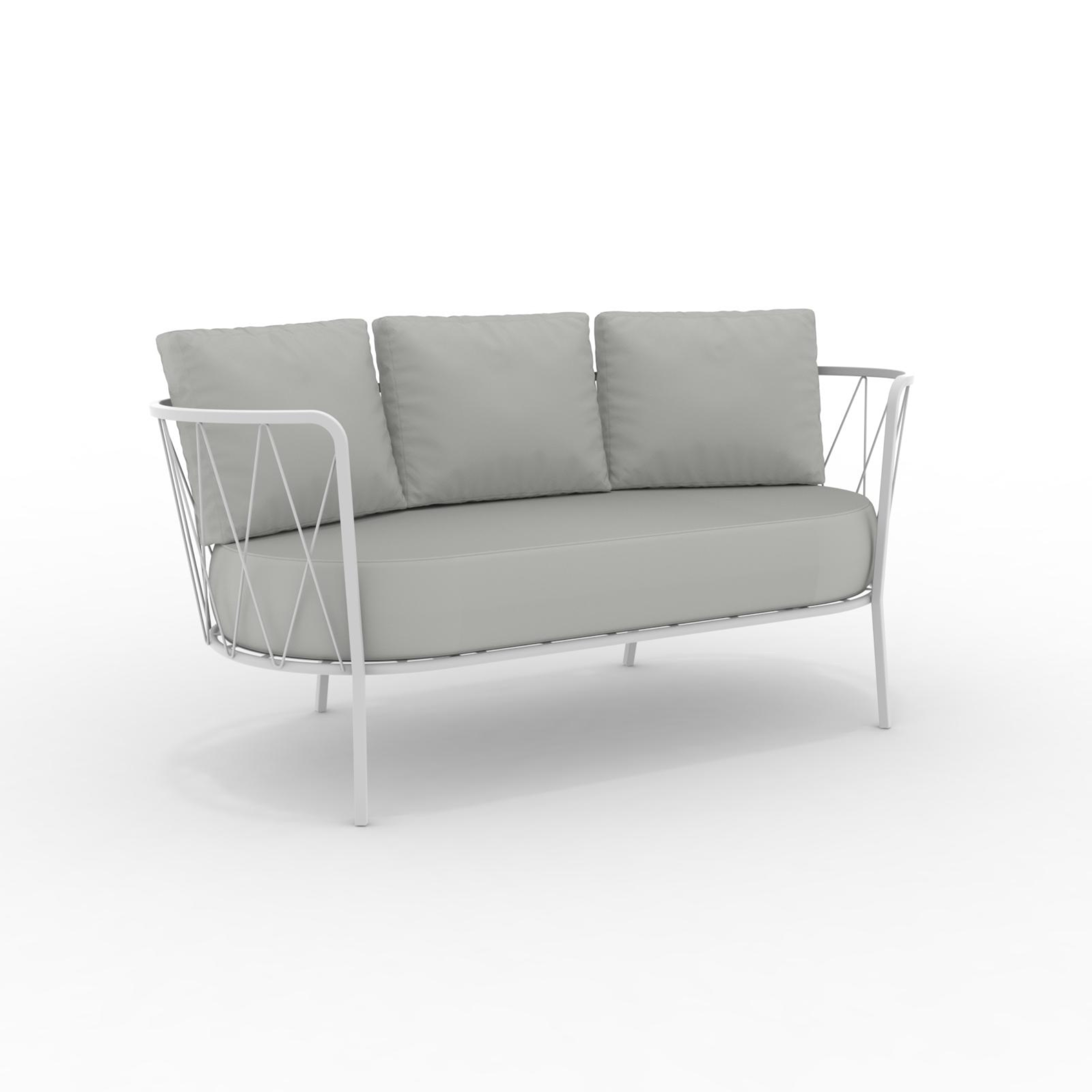 Sofá de jardín 2 plazas de metal galvanizado sillón lounge "Daisy13" 160x73 cm 71h