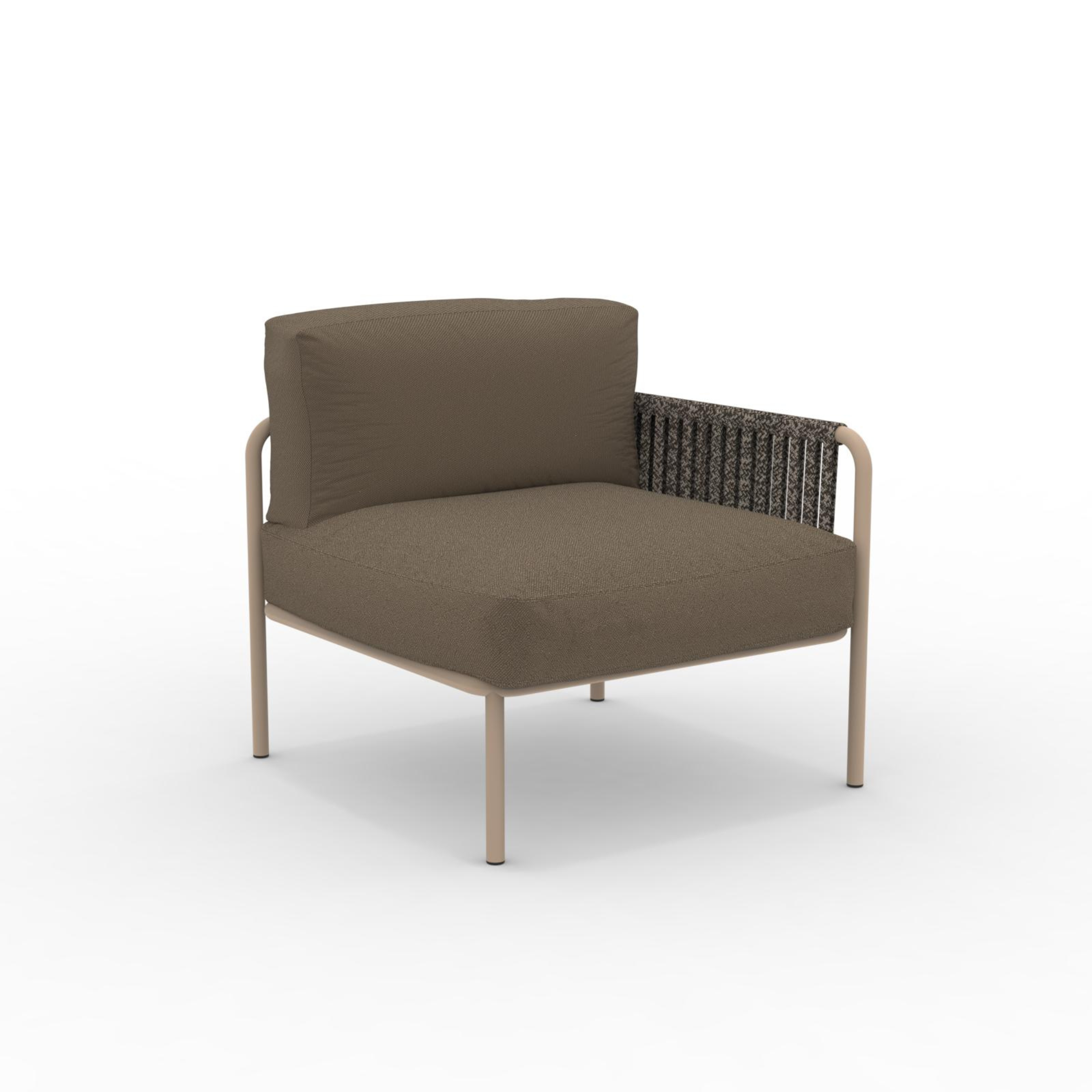 Modulo angolare divano con schienale in corda "Key West" con cuscini cm 80x80 64h