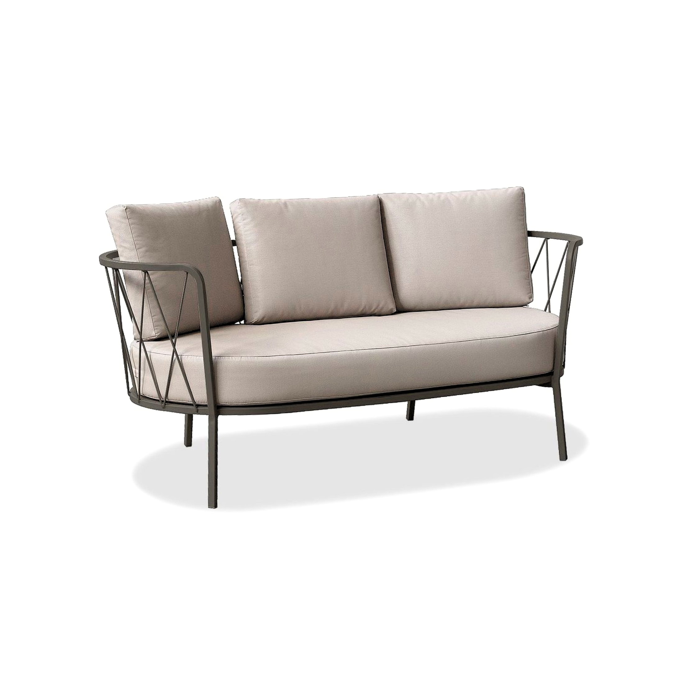 Sofá de jardín 2 plazas de metal galvanizado sillón lounge "Daisy13" 160x73 cm 71h