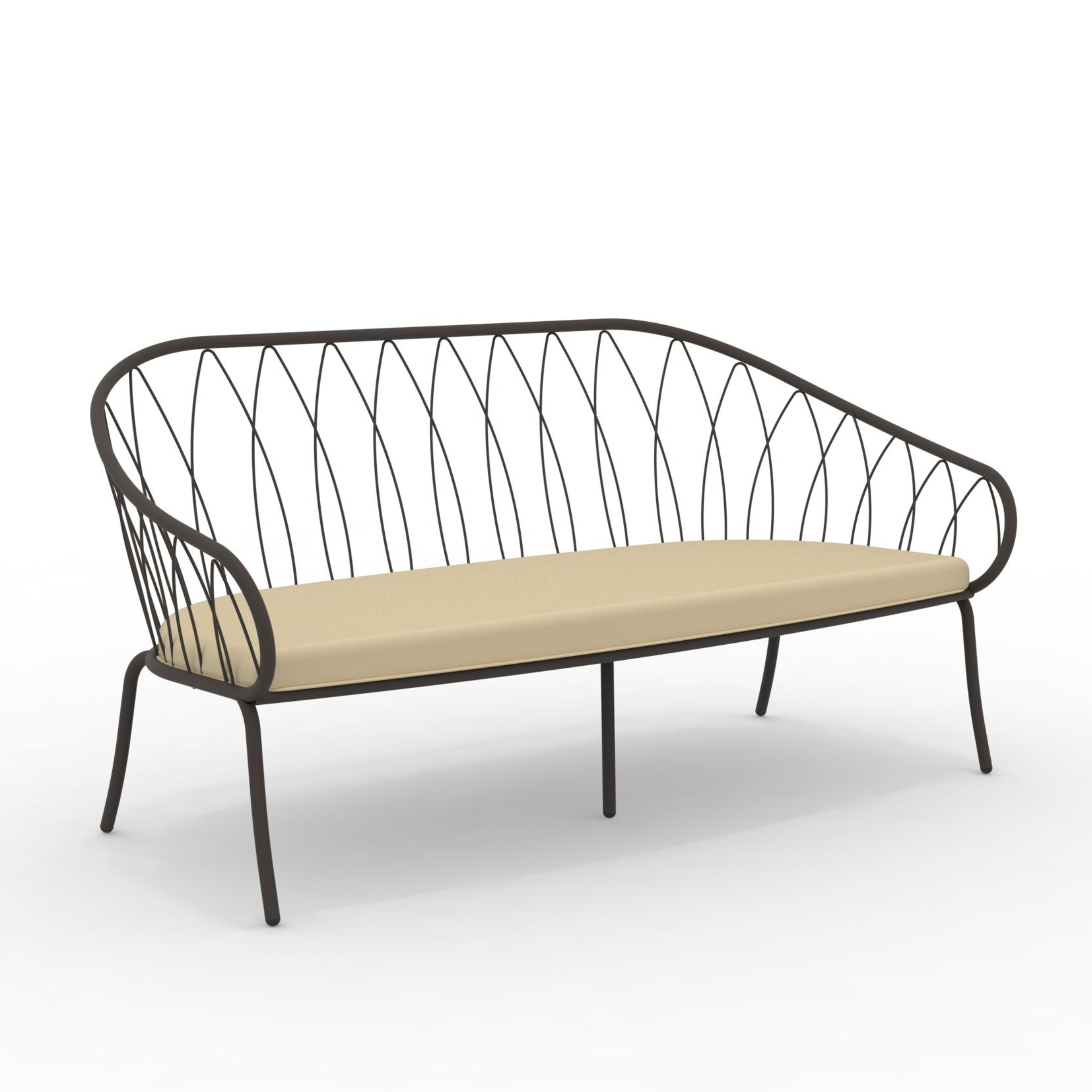 Sofá de jardín de metal "Flora" banco lounge apilable 160x78 cm 75h