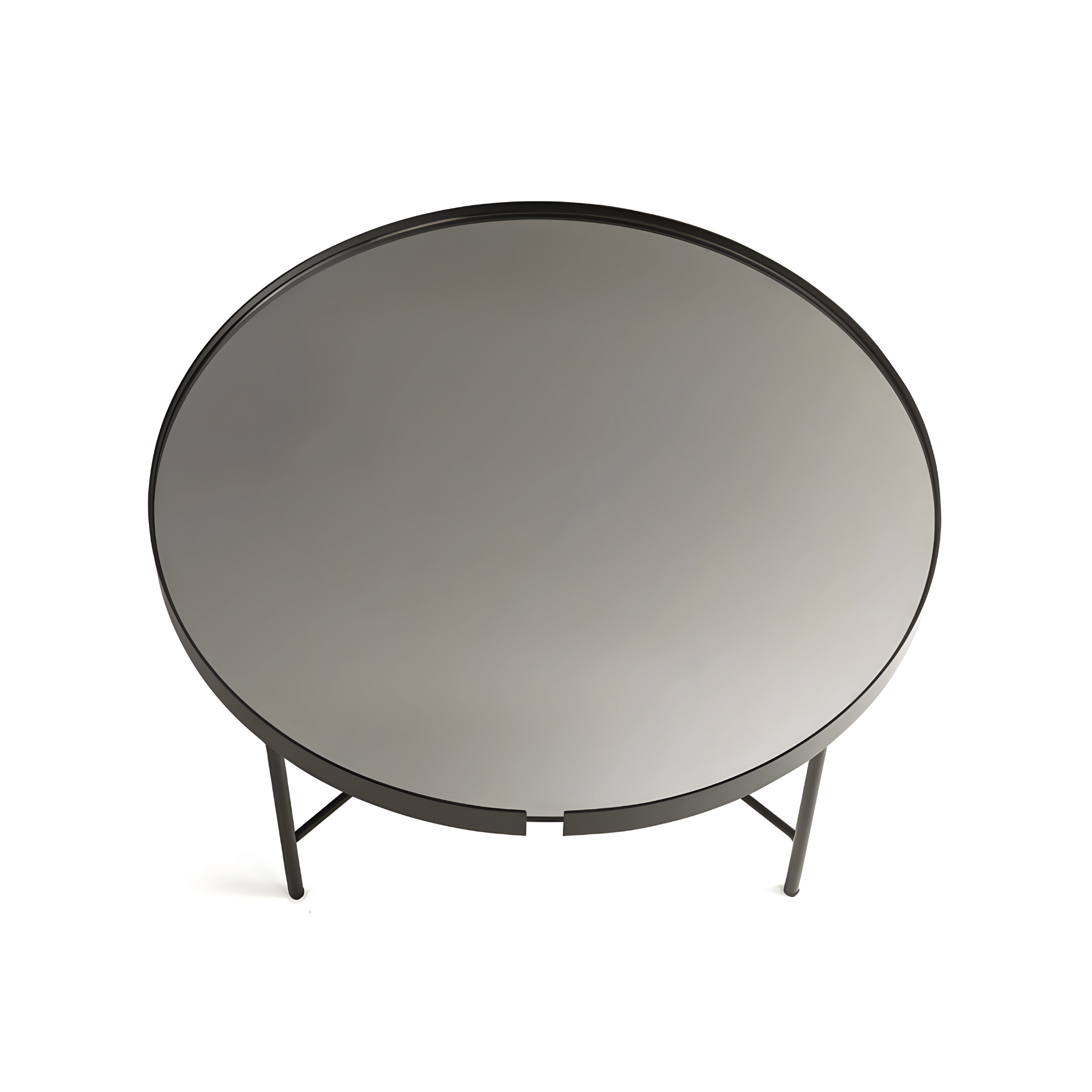Table basse ronde "Chris" en métal avec plateau effet miroir