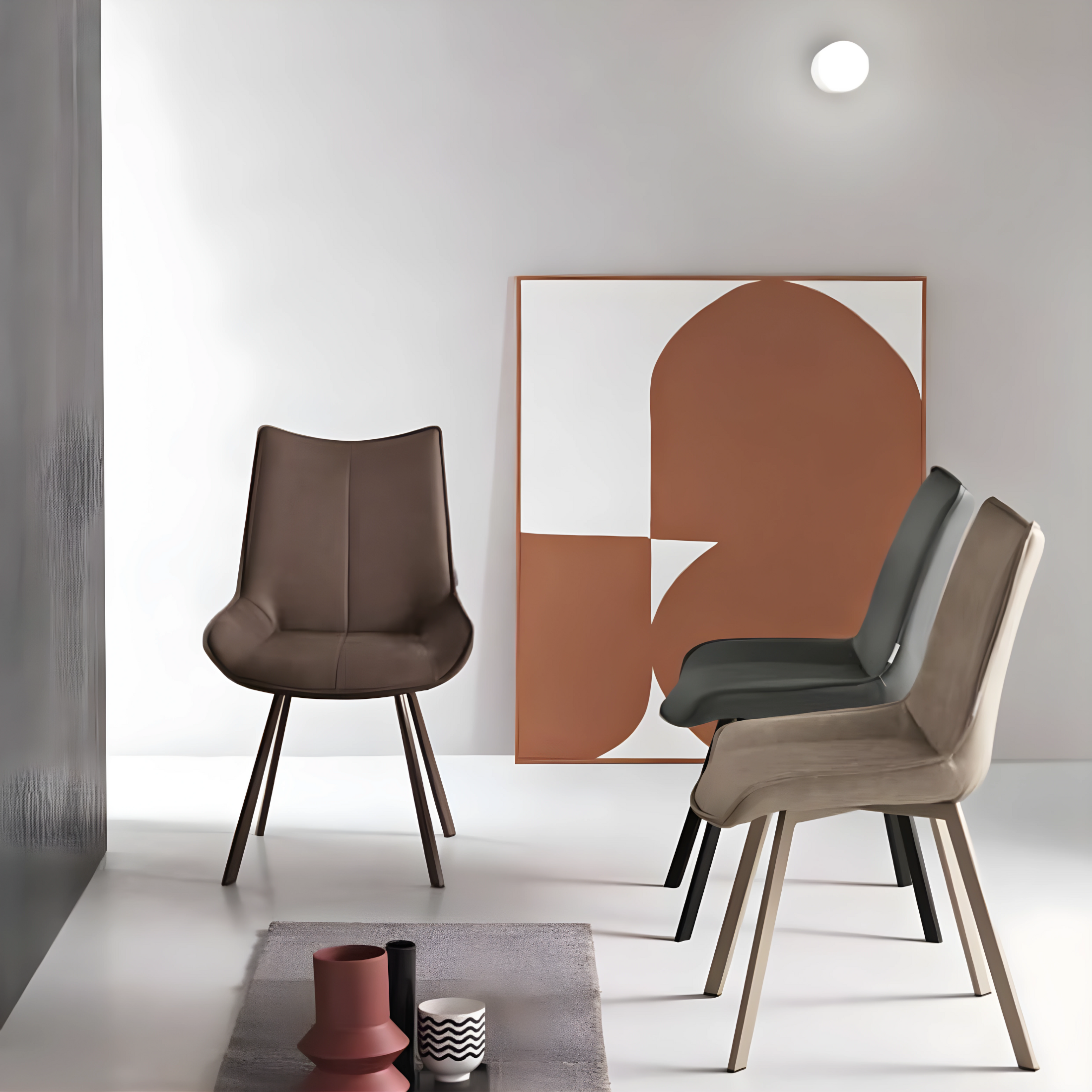 Set di sedie moderne in ecopelle imbottite "Clodia" con gambe metallo verniciato cm 55x62 89h