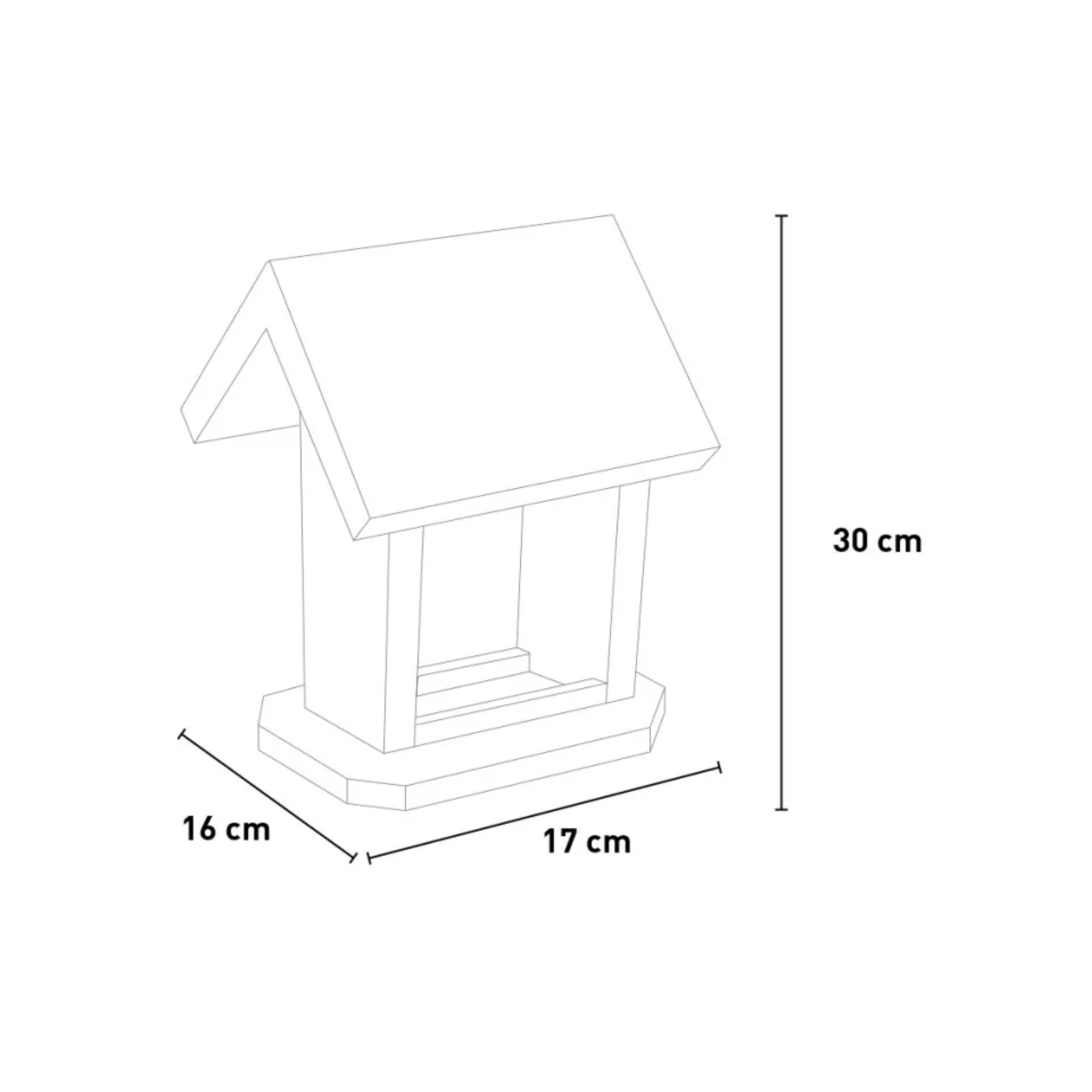 Mangiatoia "Cip" per uccellini in legno di conifera FSC cm 16x17 30h