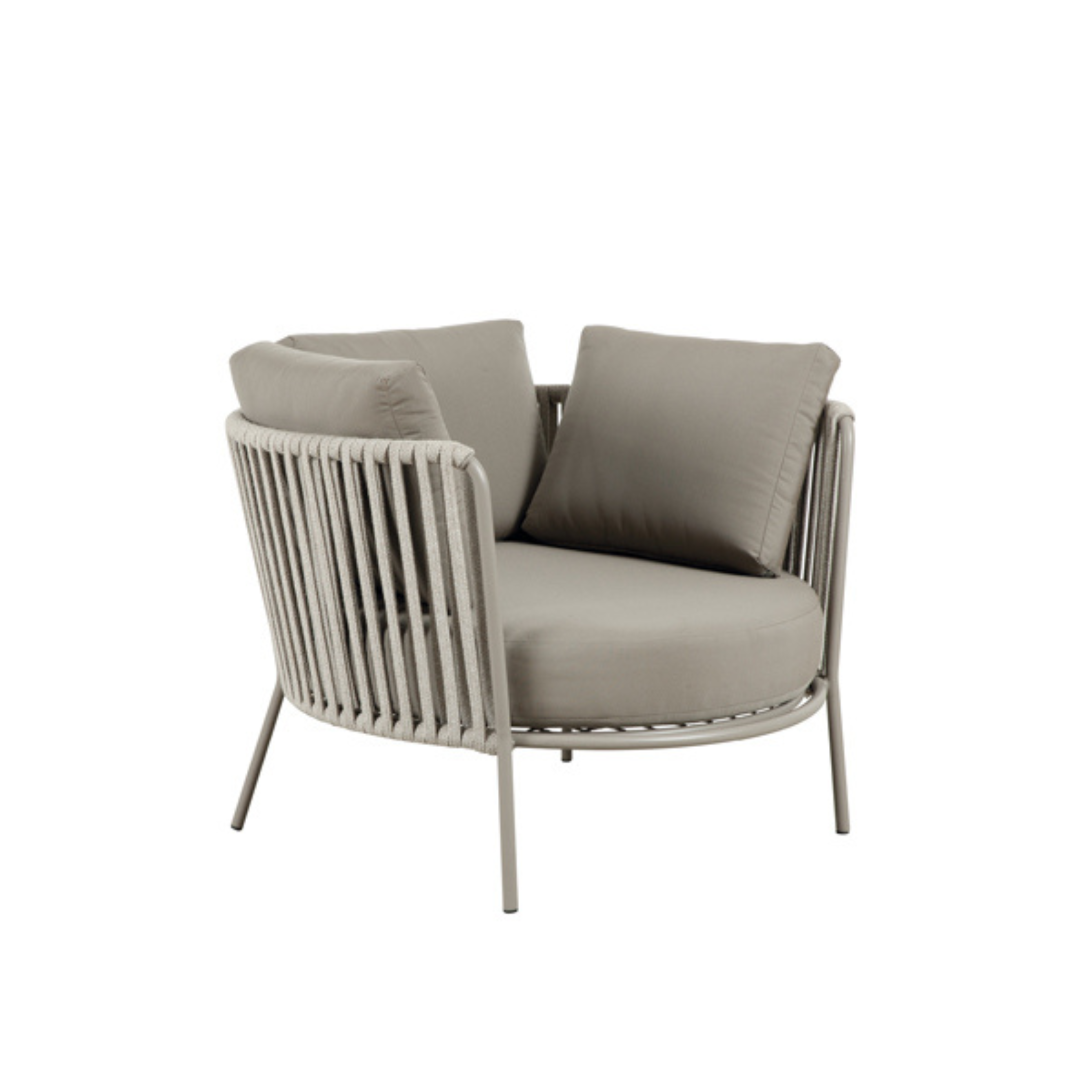 Maxi fauteuil bas en corde et métal chaise longue de jardin "Daisy Rope" 104x104 cm 71h