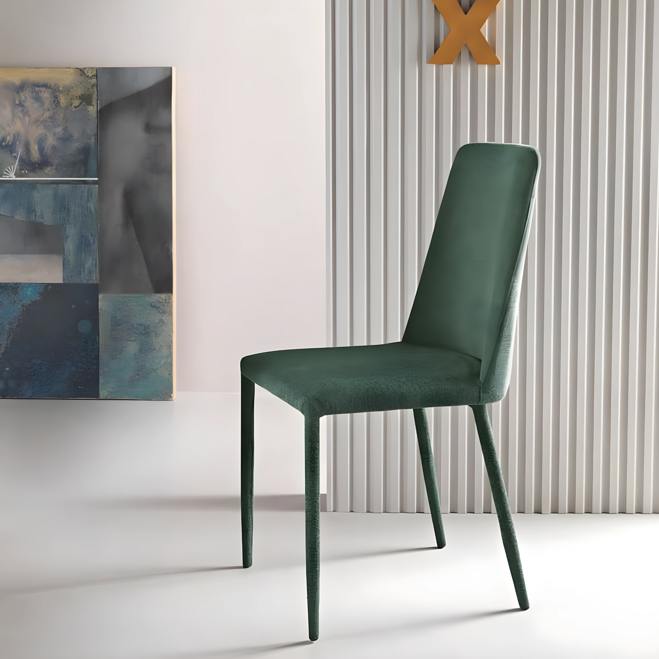 Chaise en tissu rembourré "Ettore" pieds recouverts de pieds 47x56 h93 cm