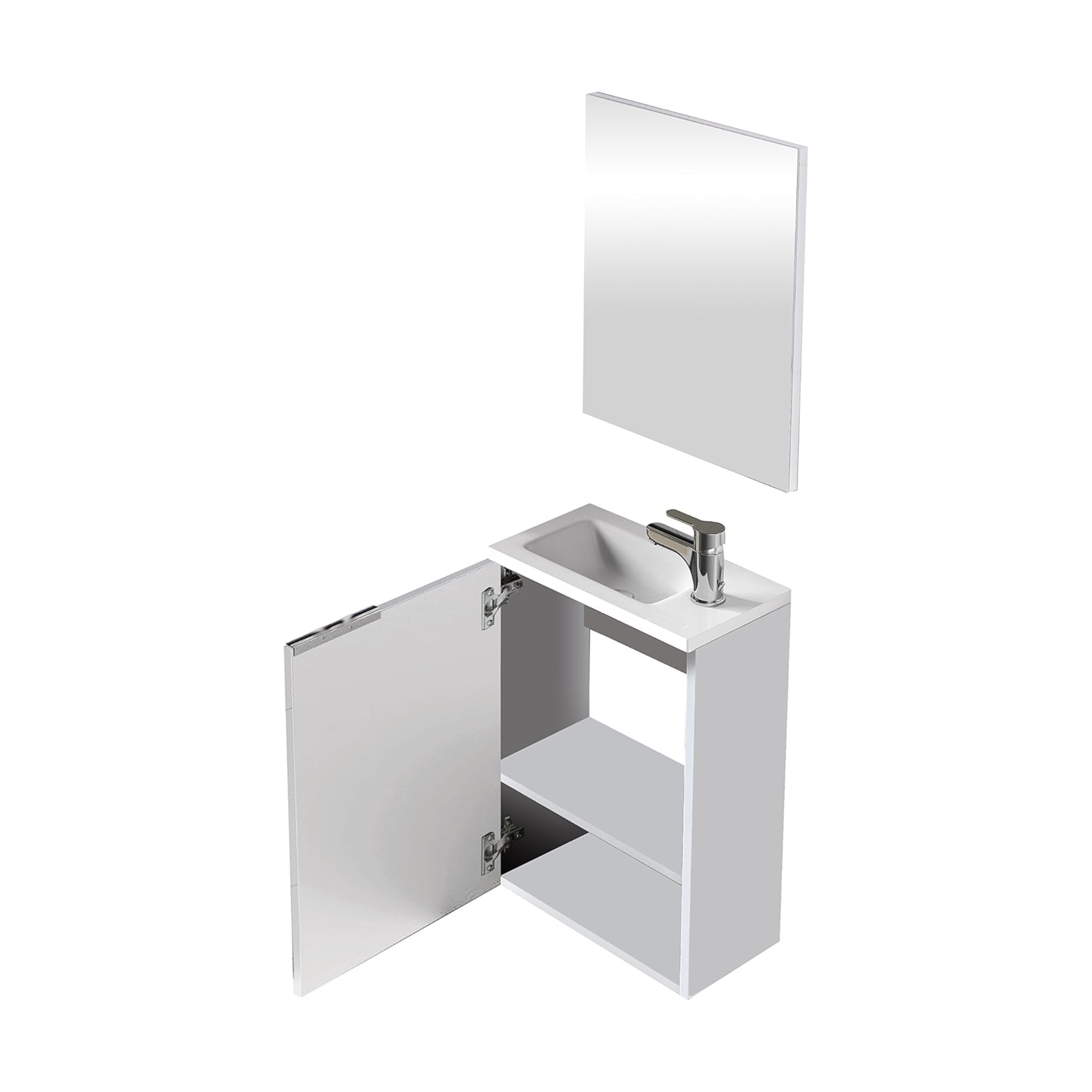 Kit mobile da bagno sospeso "Elvan" 1 anta con lavabo in resina