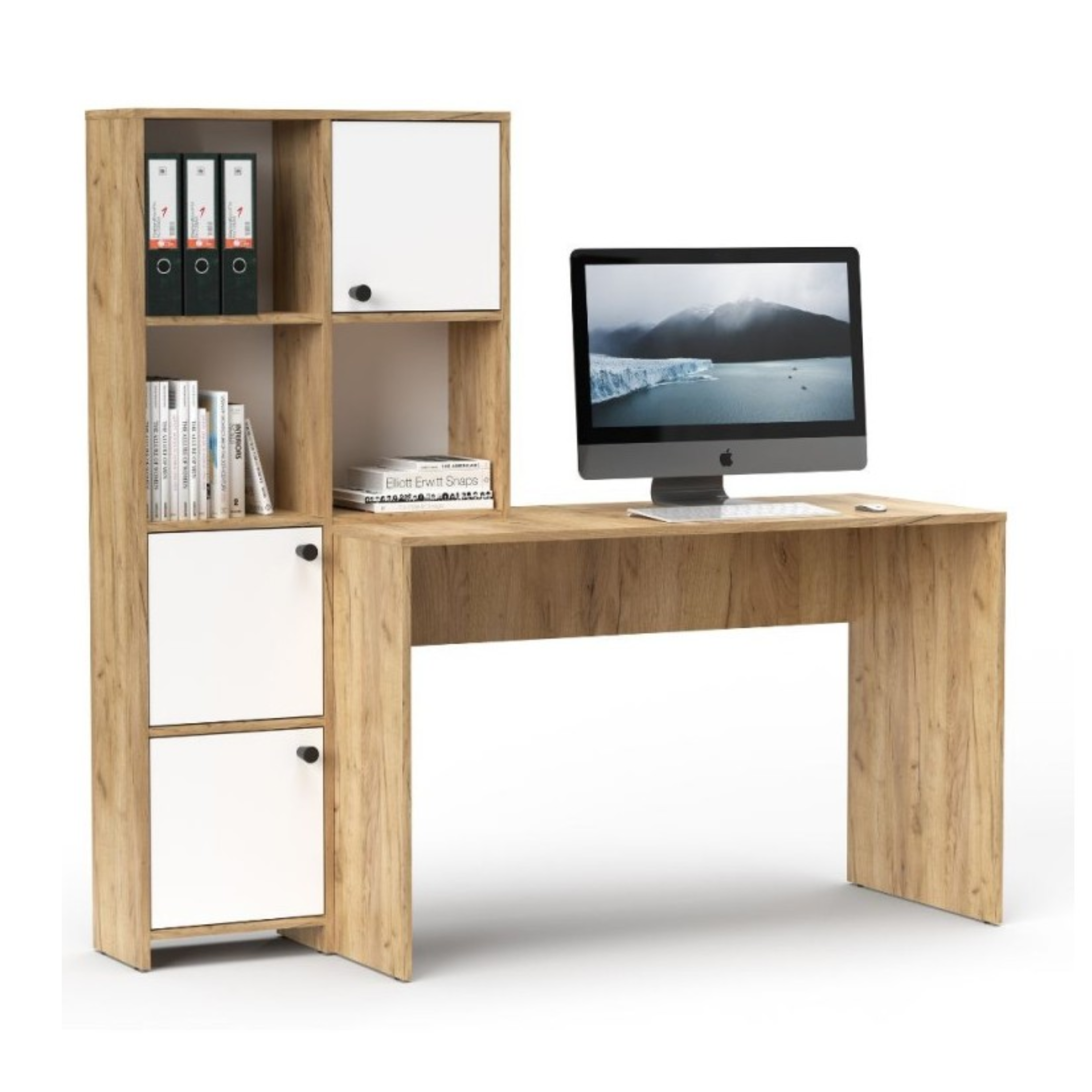 Scrivania con libreria moderna "Eternal" versatile cm 156x55 71h