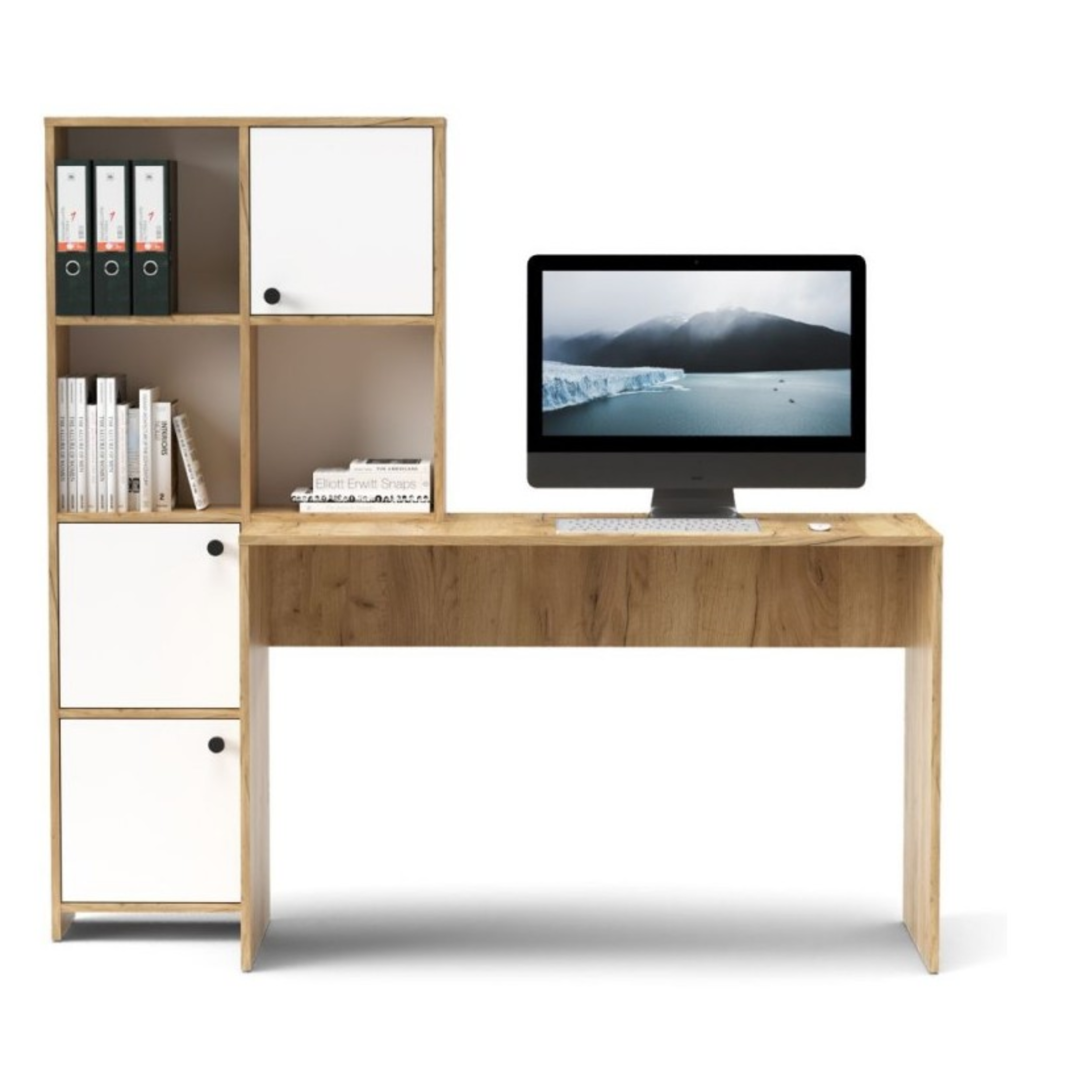 Scrivania con libreria moderna "Eternal" versatile cm 156x55 71h