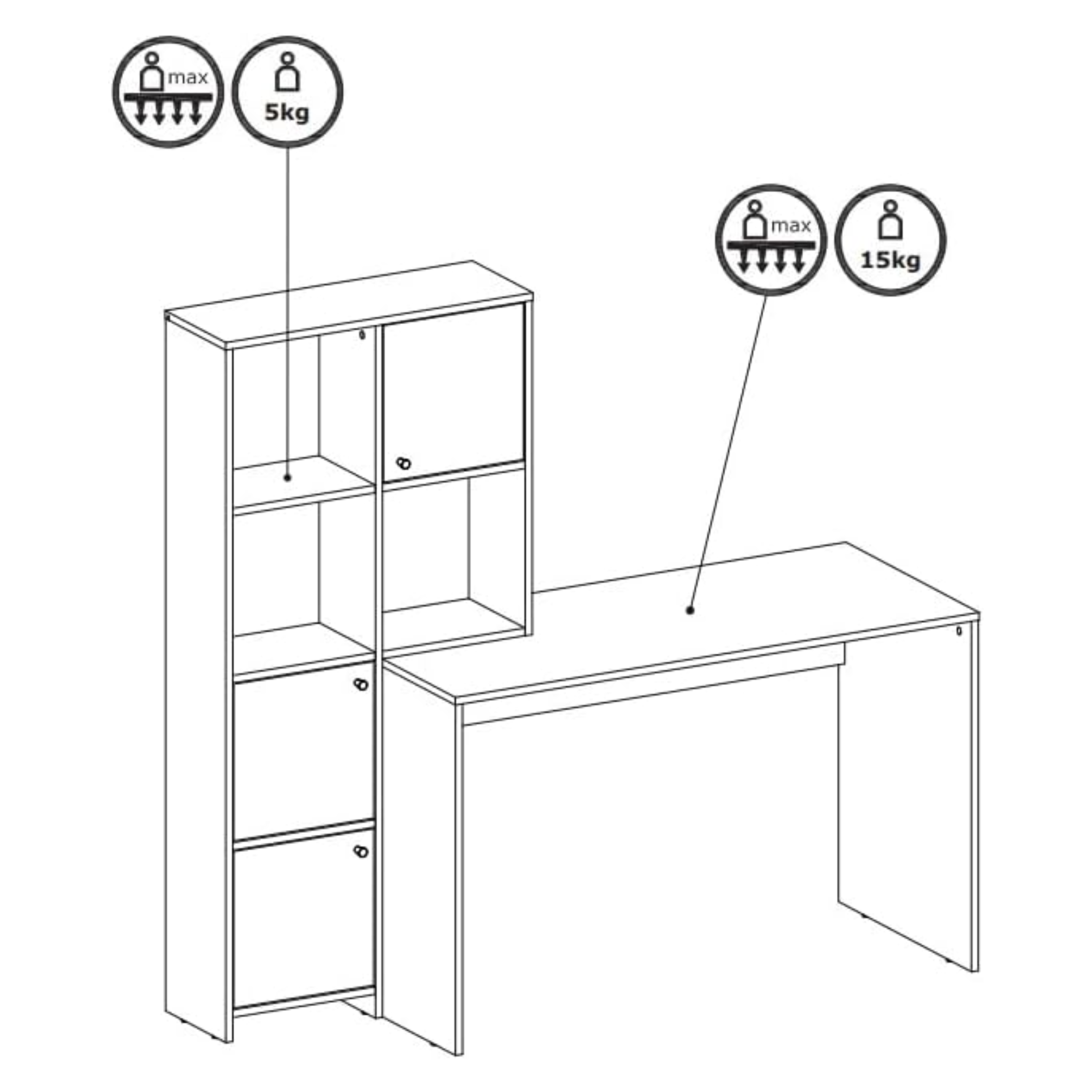 Scrivania con libreria moderna "Eternal" versatile cm 156x55 71h