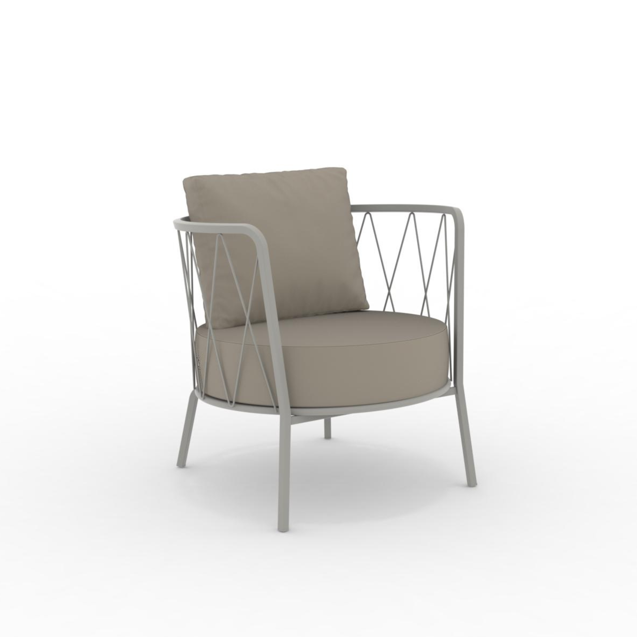 Poltrona bassa in metallo zincato "Daisy12" sedia lounge da giardino cm 73x73 71h