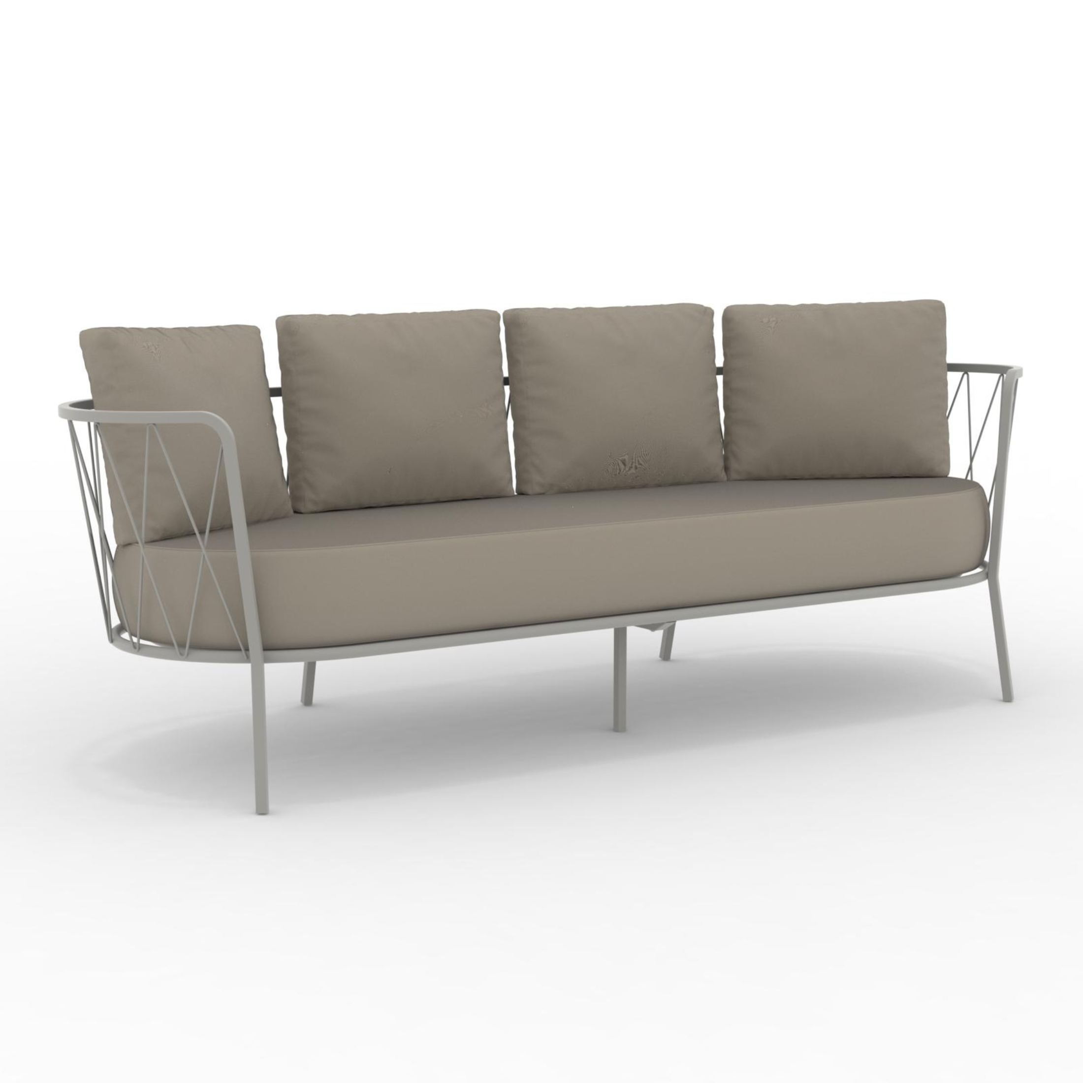 Divano 3 posti in metallo zincato "Daisy14" sofà lounge da giardino cm 220x80 71h