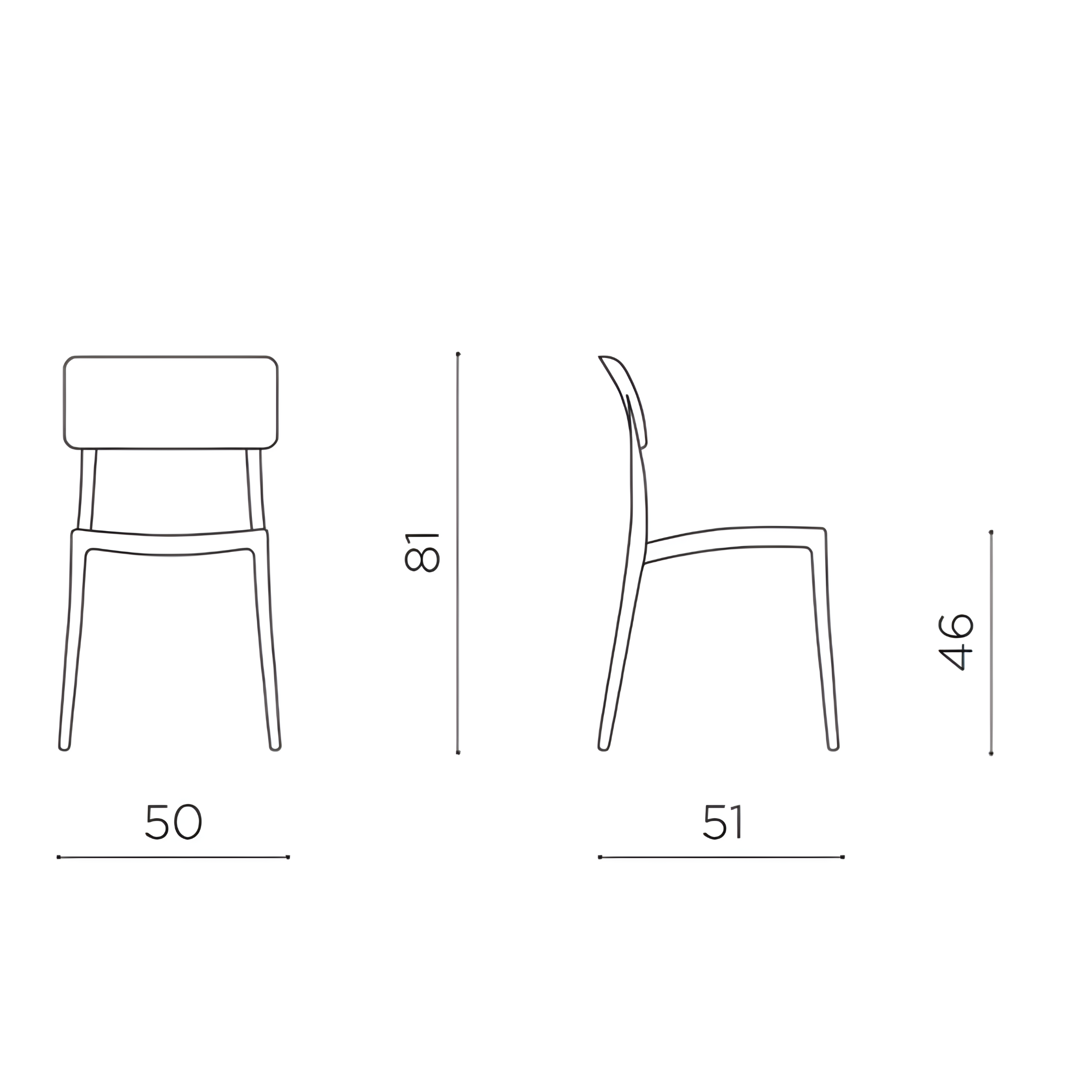 Set sedia impilabili "Maribela" in polipropilene cm 50x51 81h