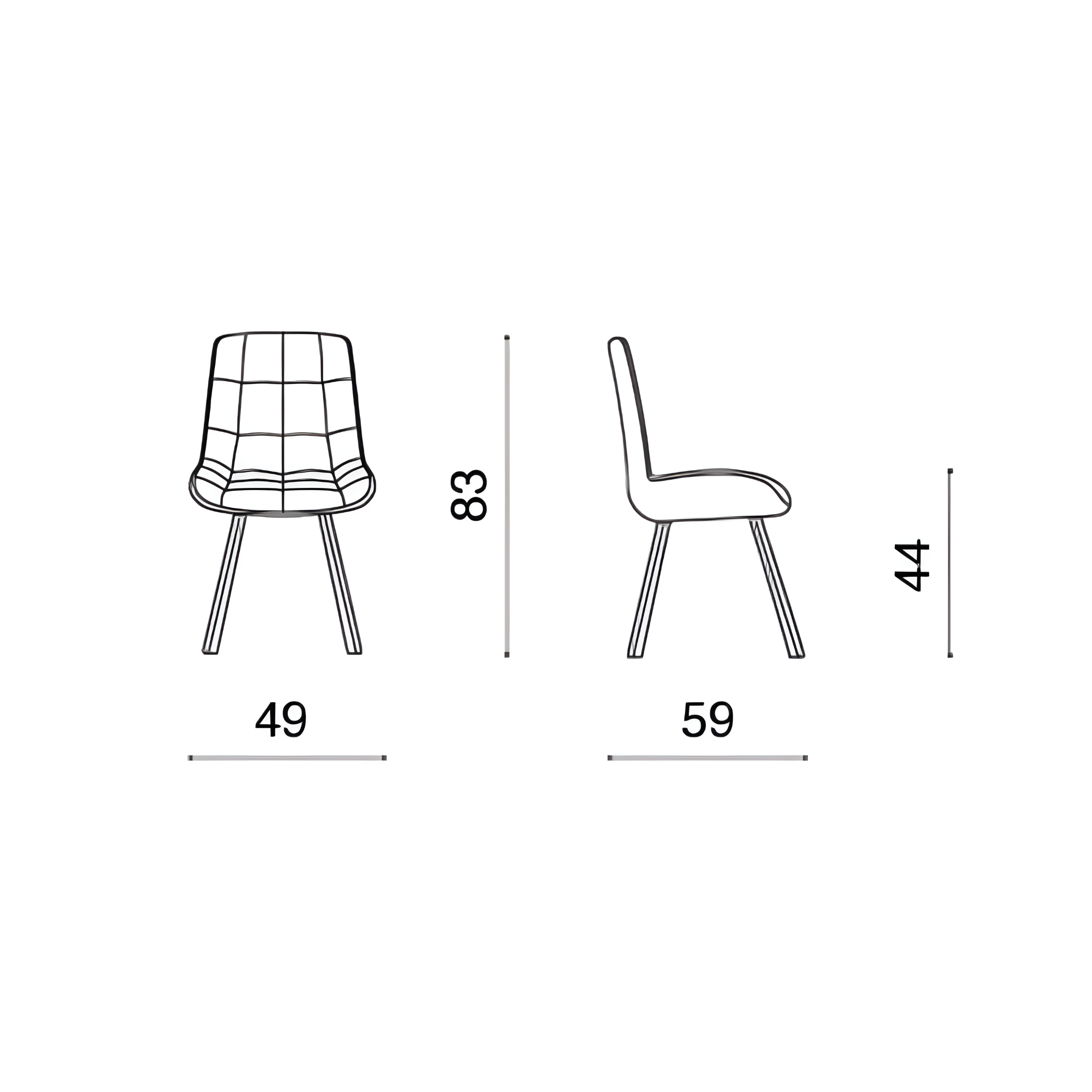 Set di sedie imbottite "Morgan" struttura in metallo cm 49x59 83h