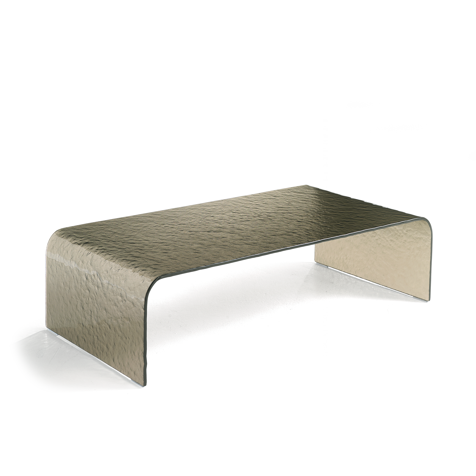 Table basse moderne rectangulaire "Giano" en verre martelé 110x55 cm 30h