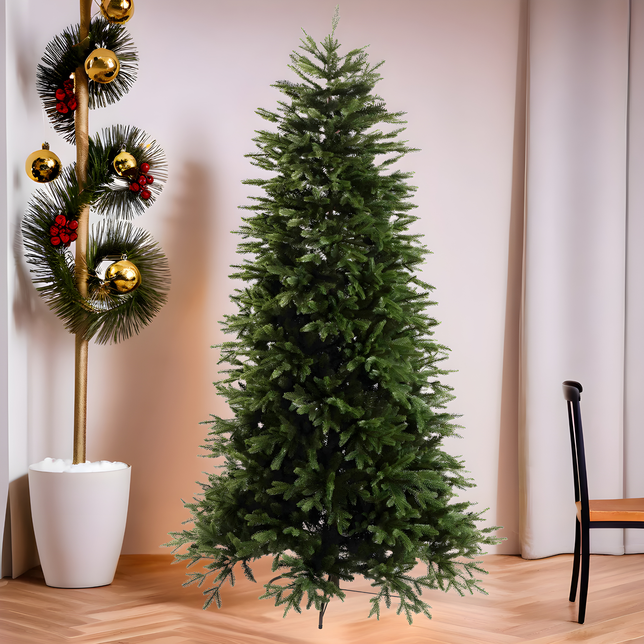 Albero di Natale "Ginger" 70% PE con tronco marrone effetto Real Touch + PVC di altissima qualità