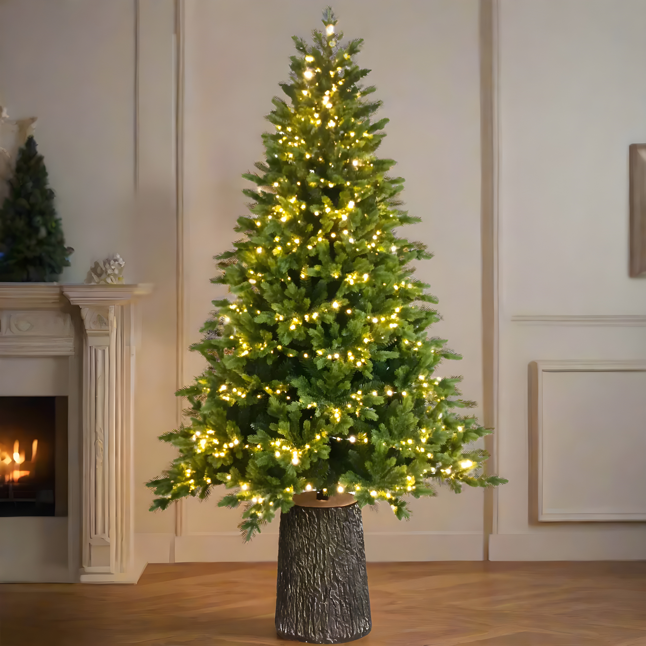 Albero di Natale con Led e tronco "Italia" moderno in PE effetto Real Touch cm 210h