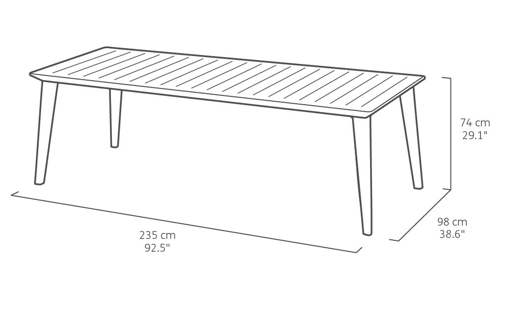 Tavolo in resina Lima da esterno 8 posti effetto legno per giardino cm 235x98 74h