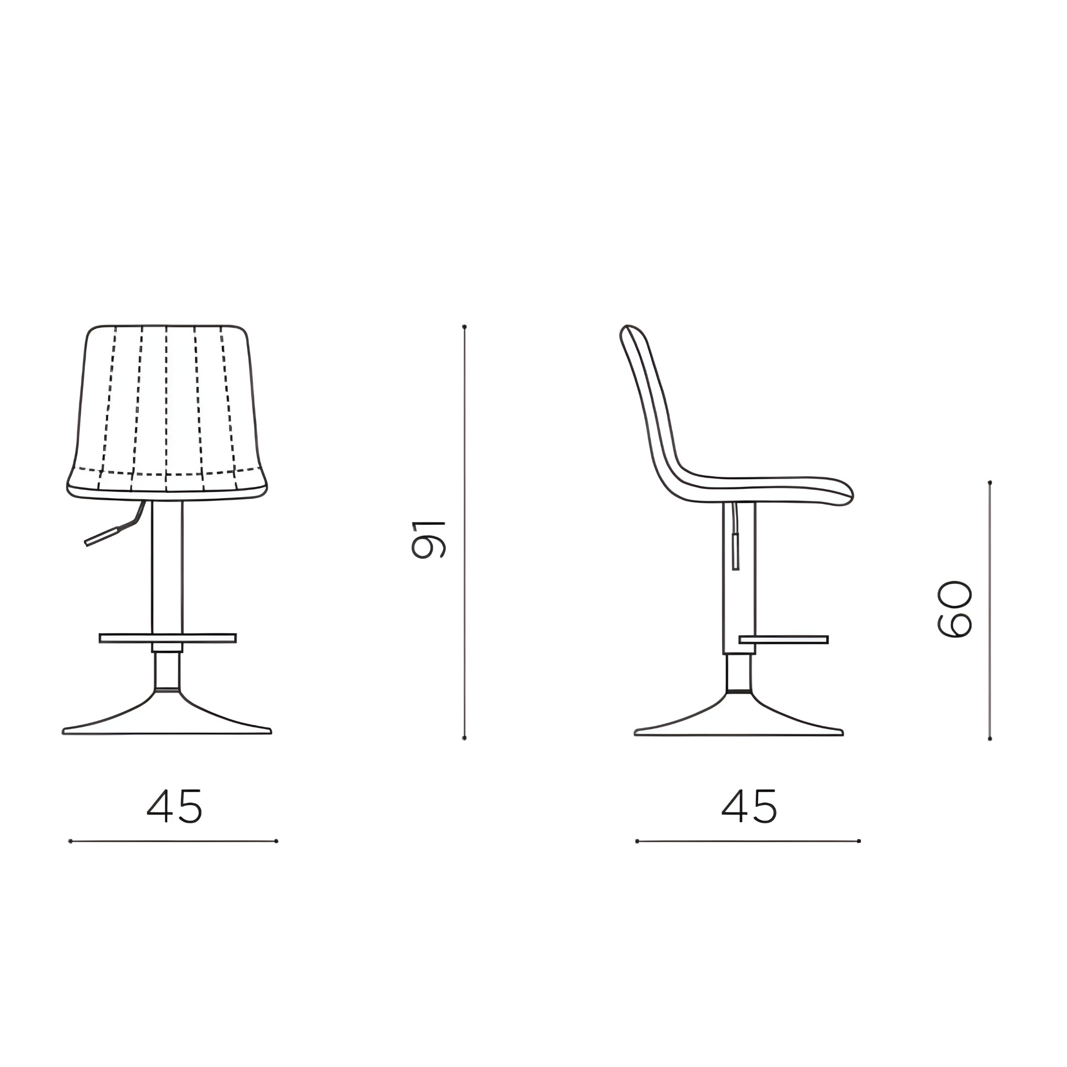 Set di sgabelli in tessuto "Palmer" imbottiti cm 45x45 91h