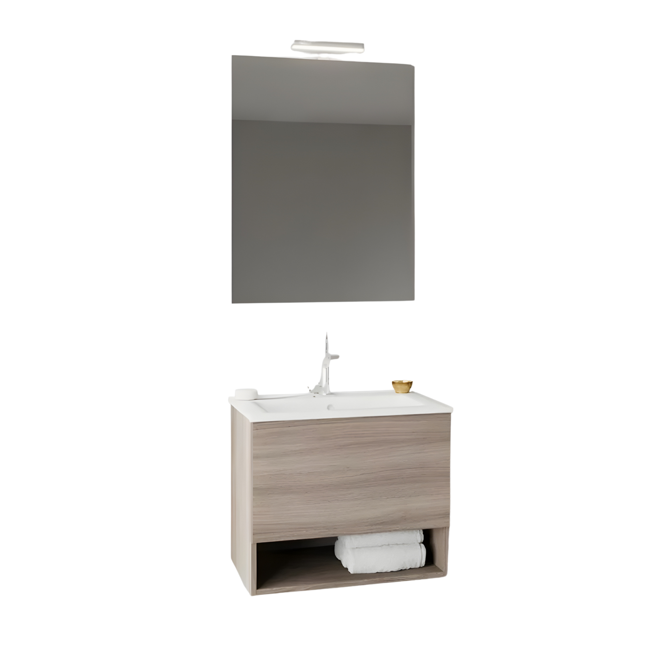 Mobile da bagno sospeso "Lunaris4" con vano contenitore lavabo integrato e specchio LED