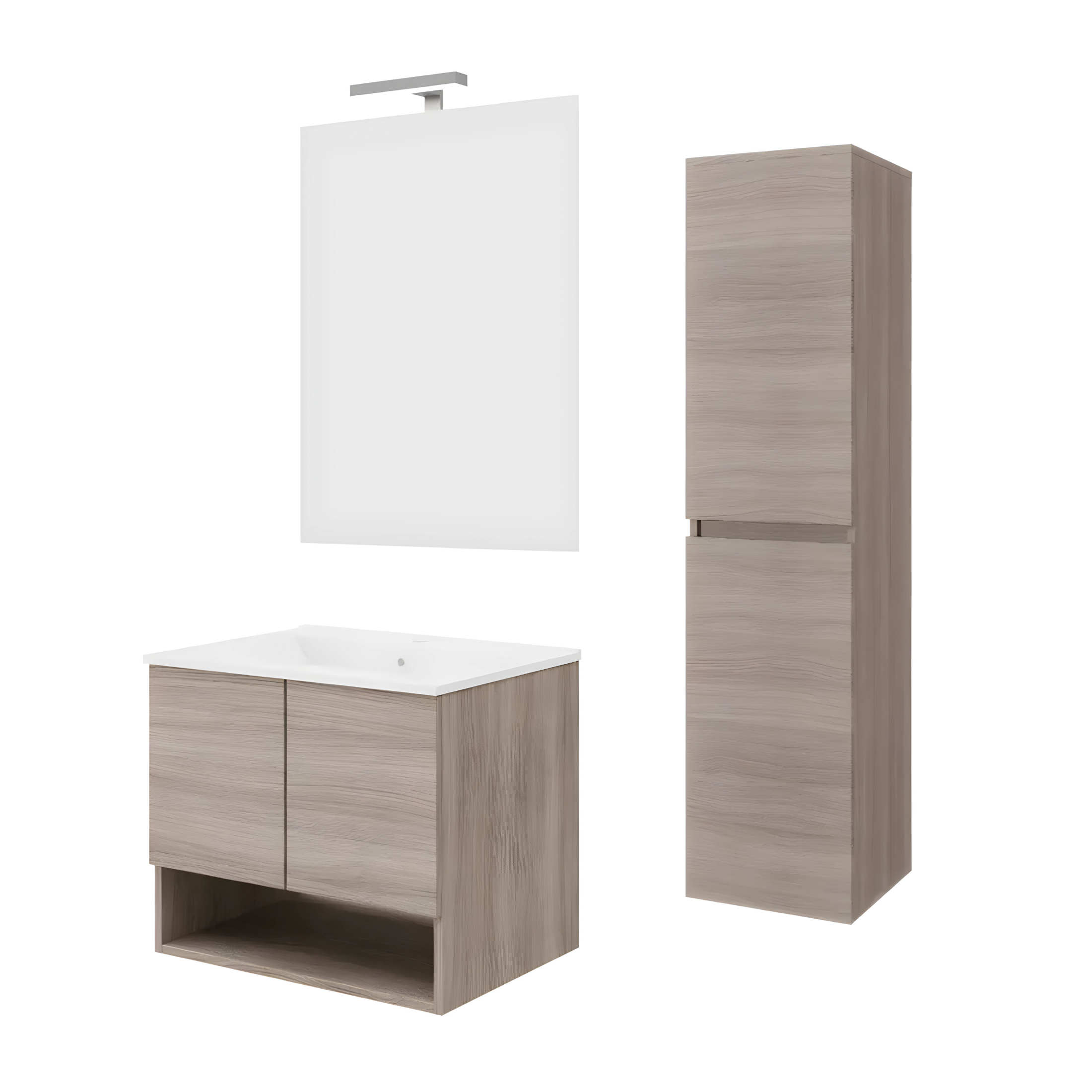 Mobile da bagno sospeso "Lunaris2" con lavabo integrato a 2 ante moderno con specchio LED