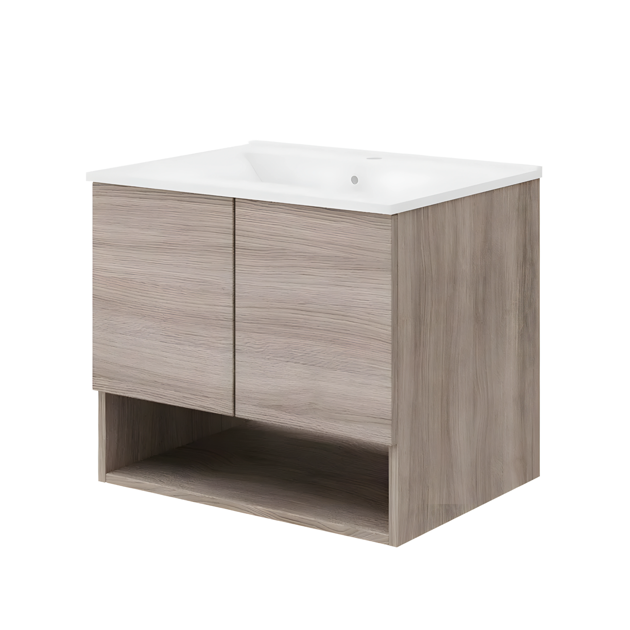 Mobile da bagno sospeso "Lunaris2" con lavabo integrato a 2 ante moderno con specchio LED