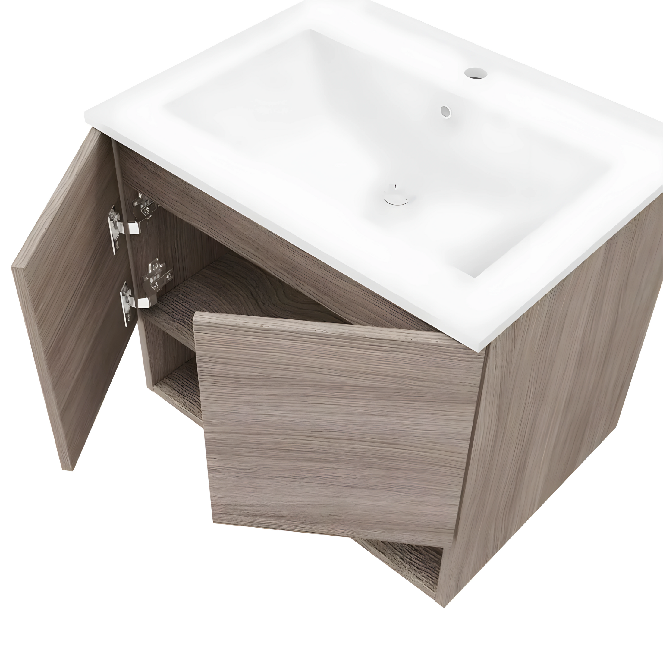 Mobile da bagno sospeso "Lunaris2" con lavabo integrato a 2 ante moderno con specchio LED