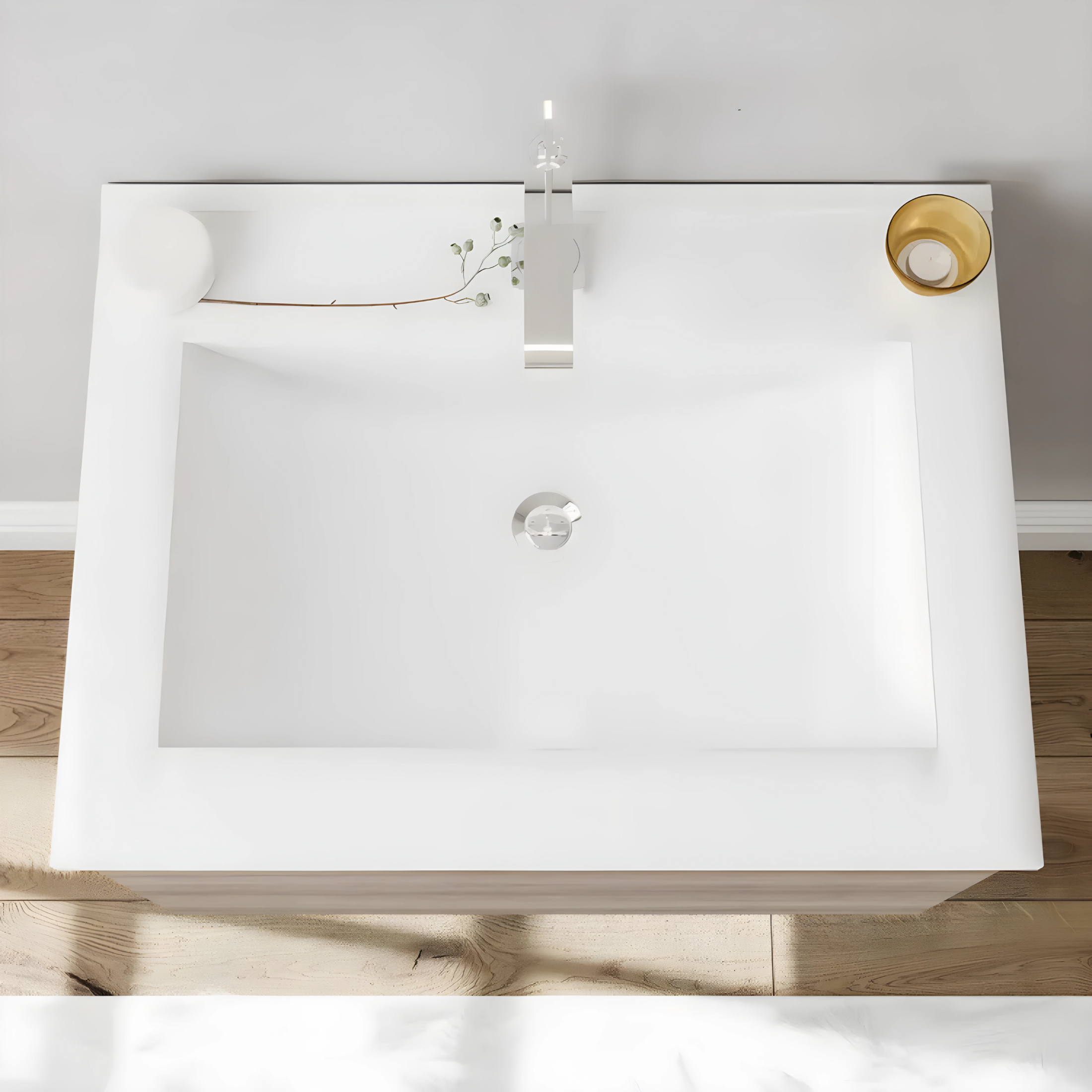 Mobile da bagno sospeso "Lunaris2" con lavabo integrato a 2 ante moderno con specchio LED