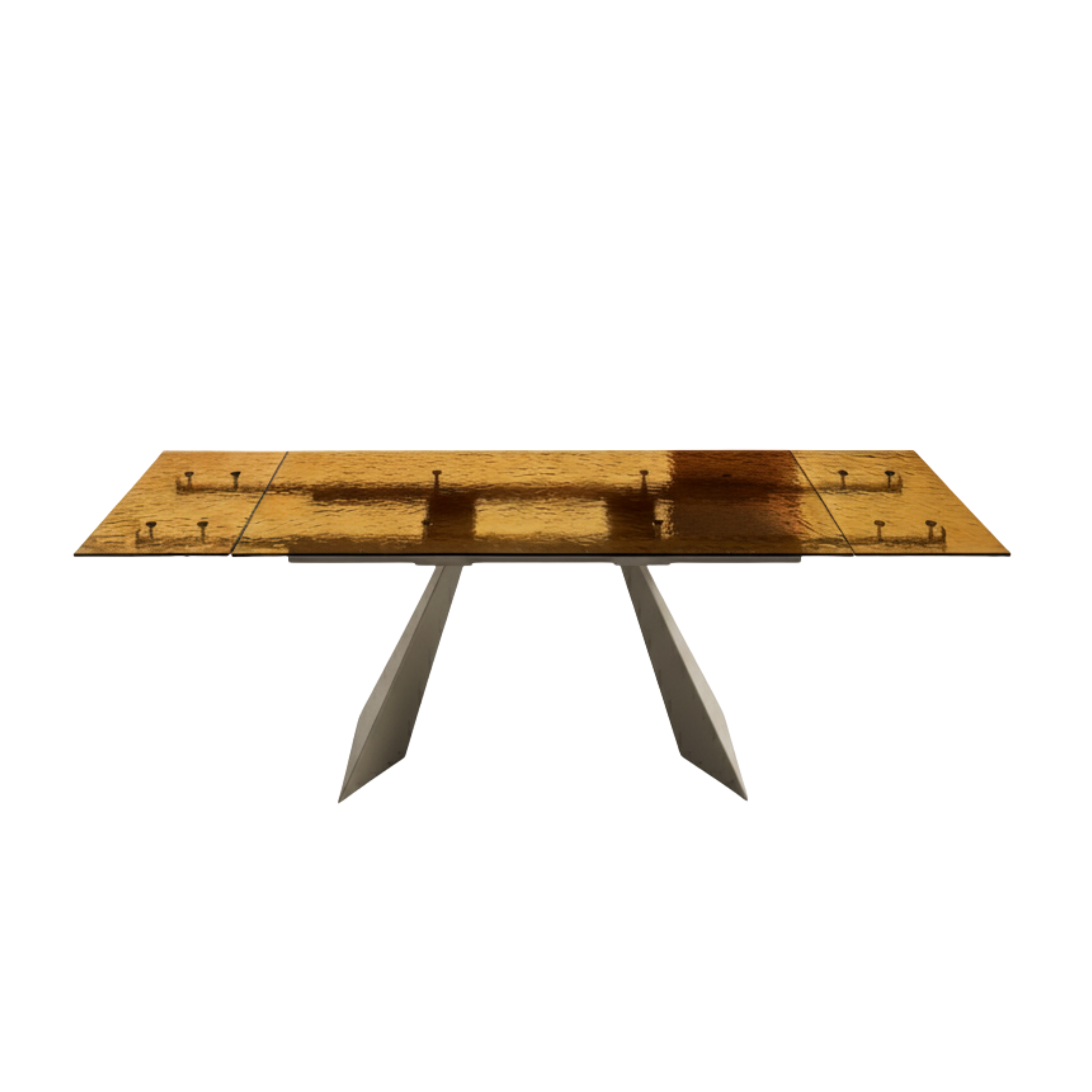Tavolo rettangolare "Walter" allungabile con piano in vetro martellato trasparente cm 160/240x90 75h