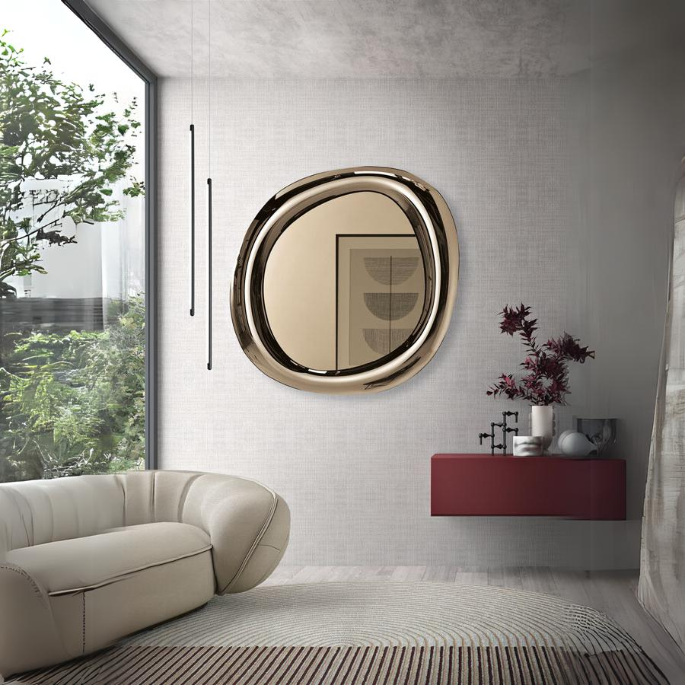 Specchio da parete "Move" con cornice curva moderna