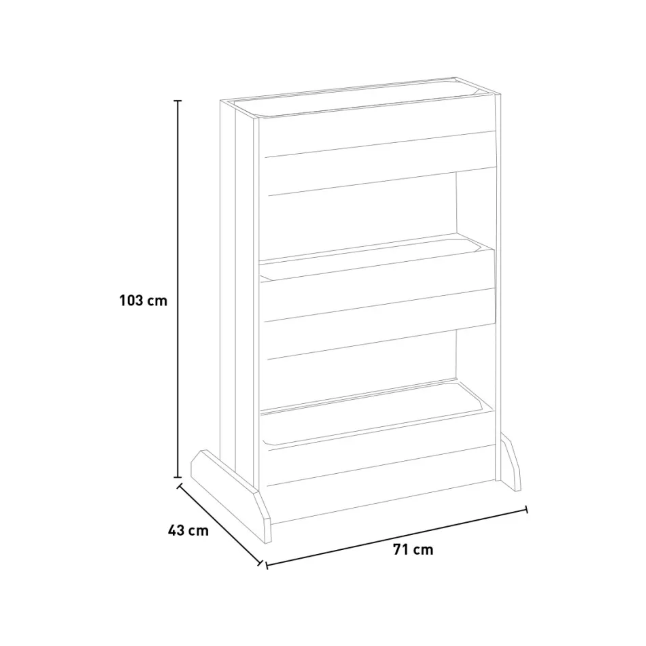 Fioriera verticale dritta "Muse" in legno da giardino o balcone cm 71x43 103h